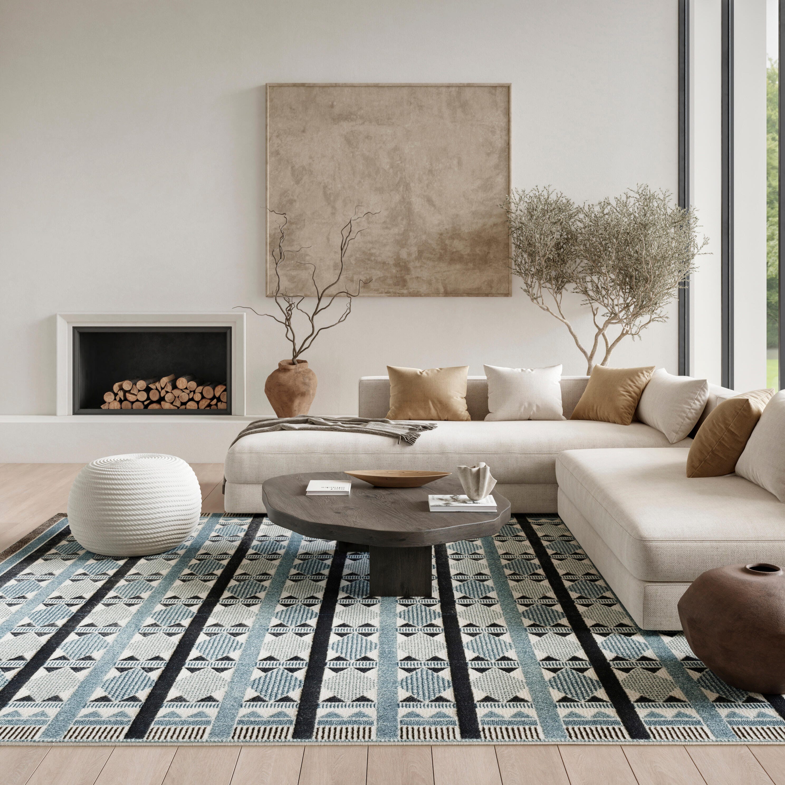 Nourison Home Nordic Diamond 8' x 10' Area Rug, Blue/Ivory, rollover