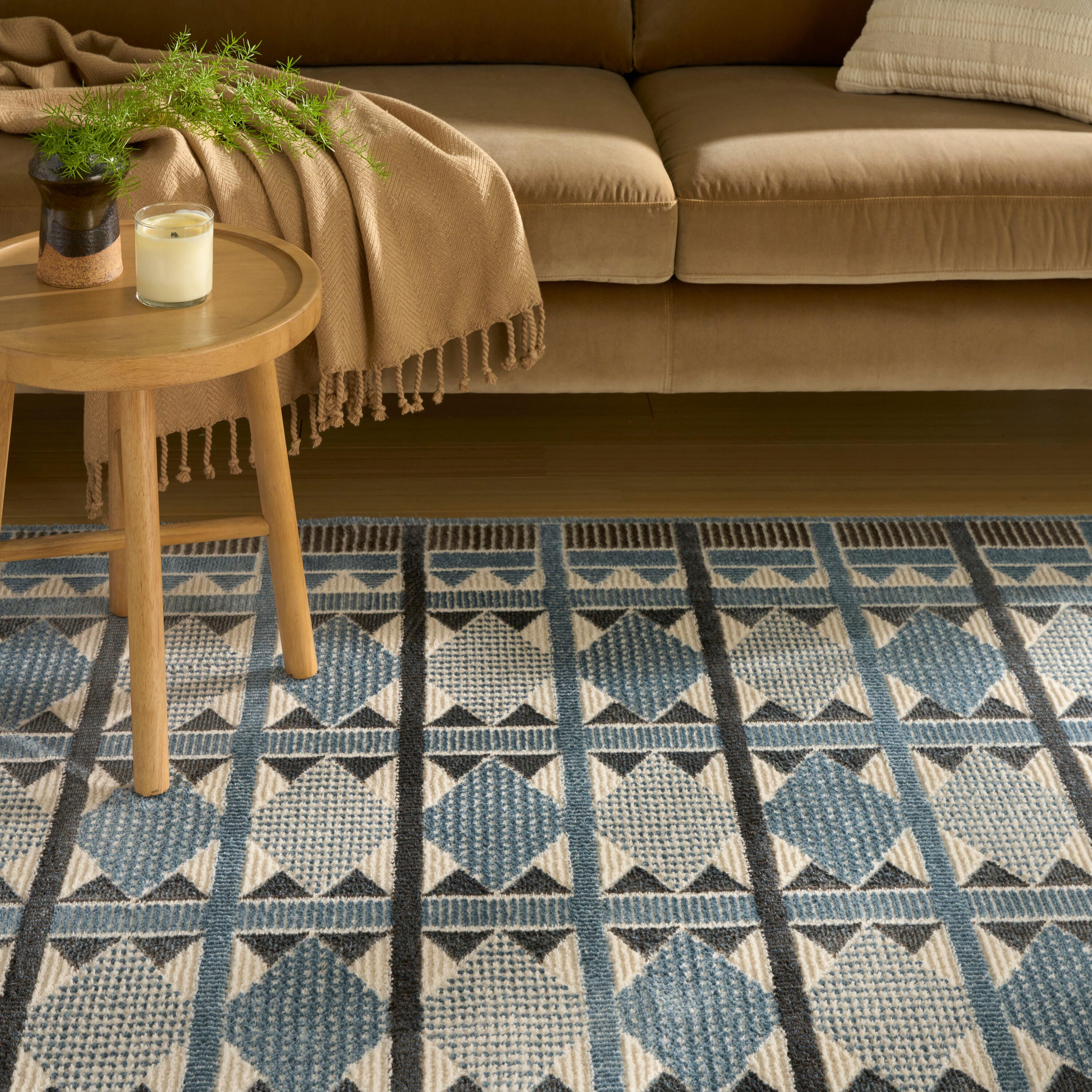 Nourison Home Nordic Diamond 8' x 10' Area Rug, Blue/Ivory, large