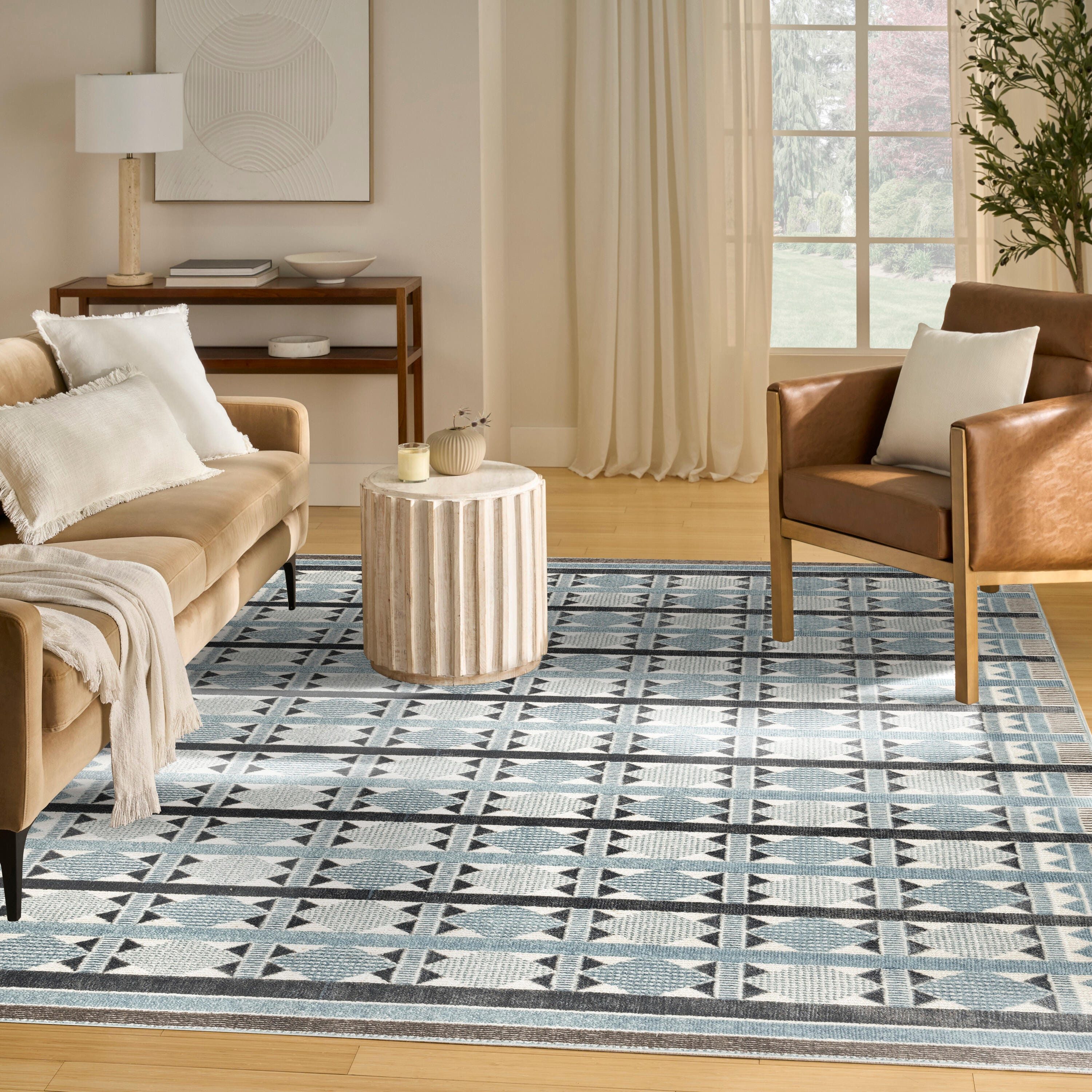 Nourison Home Nordic Diamond 8' x 10' Area Rug, Blue/Ivory, large