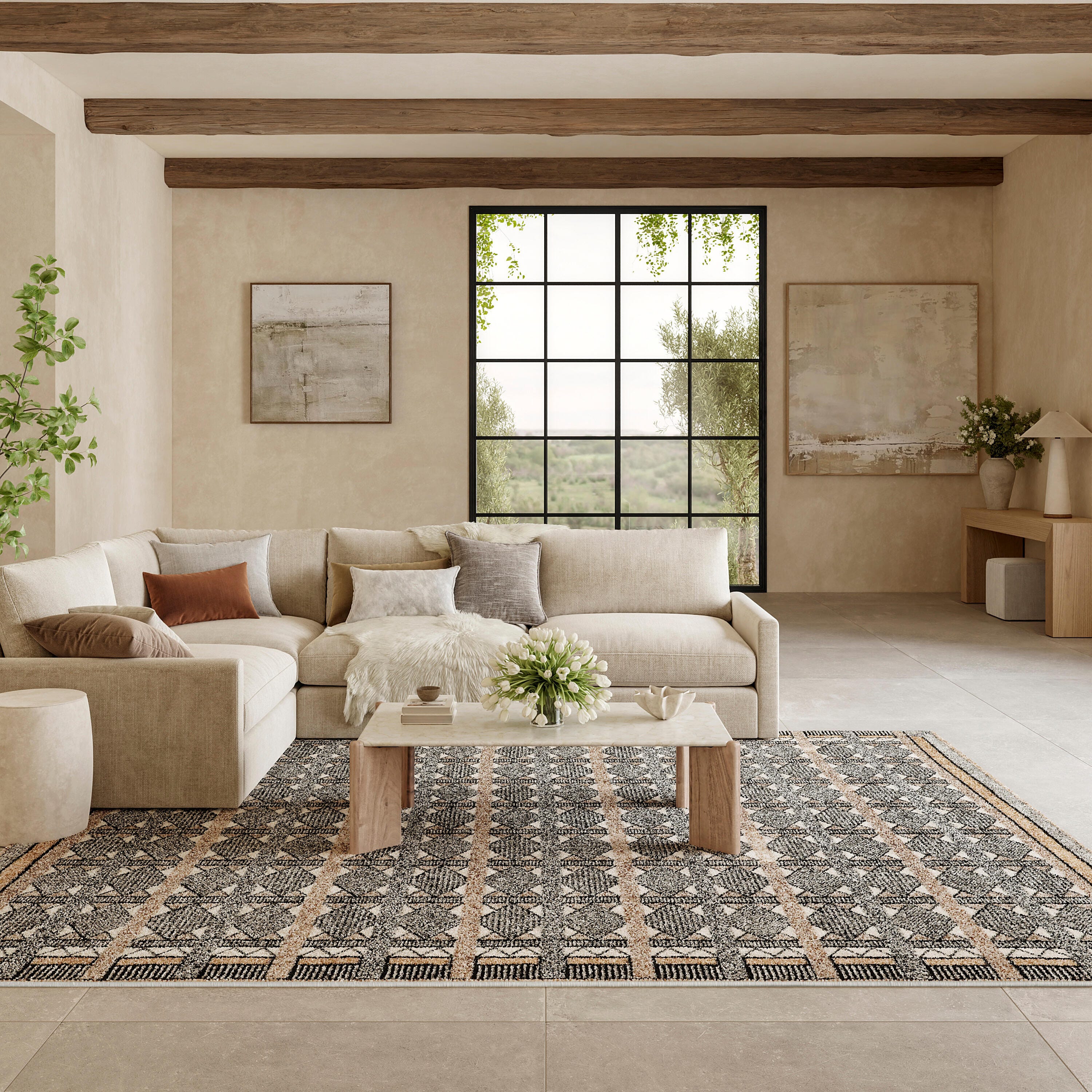 Nourison Home Nordic Diamond 8' x 10' Area Rug, Ivory/Black, rollover