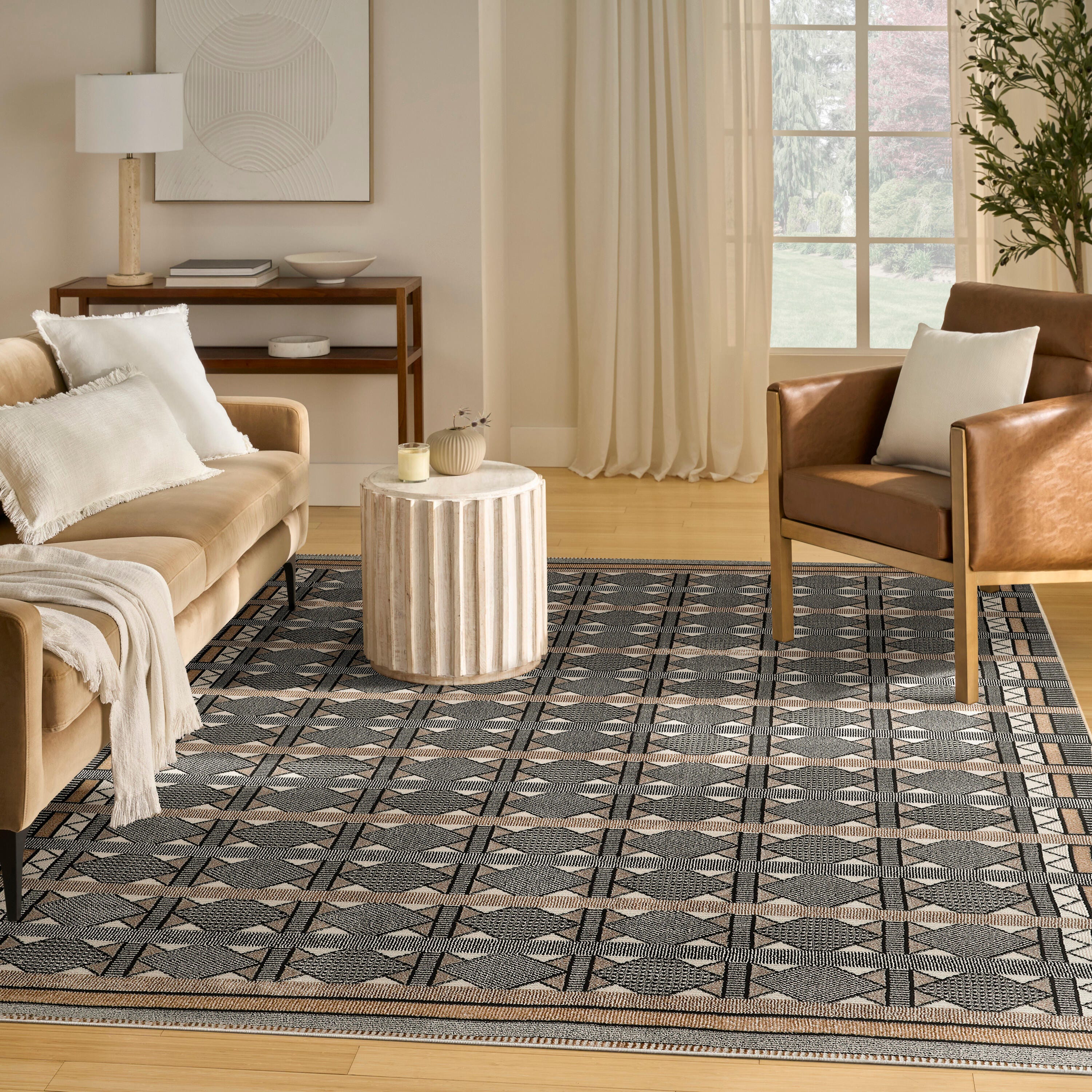 Nourison Home Nordic Diamond 8' x 10' Area Rug, Ivory/Black, large