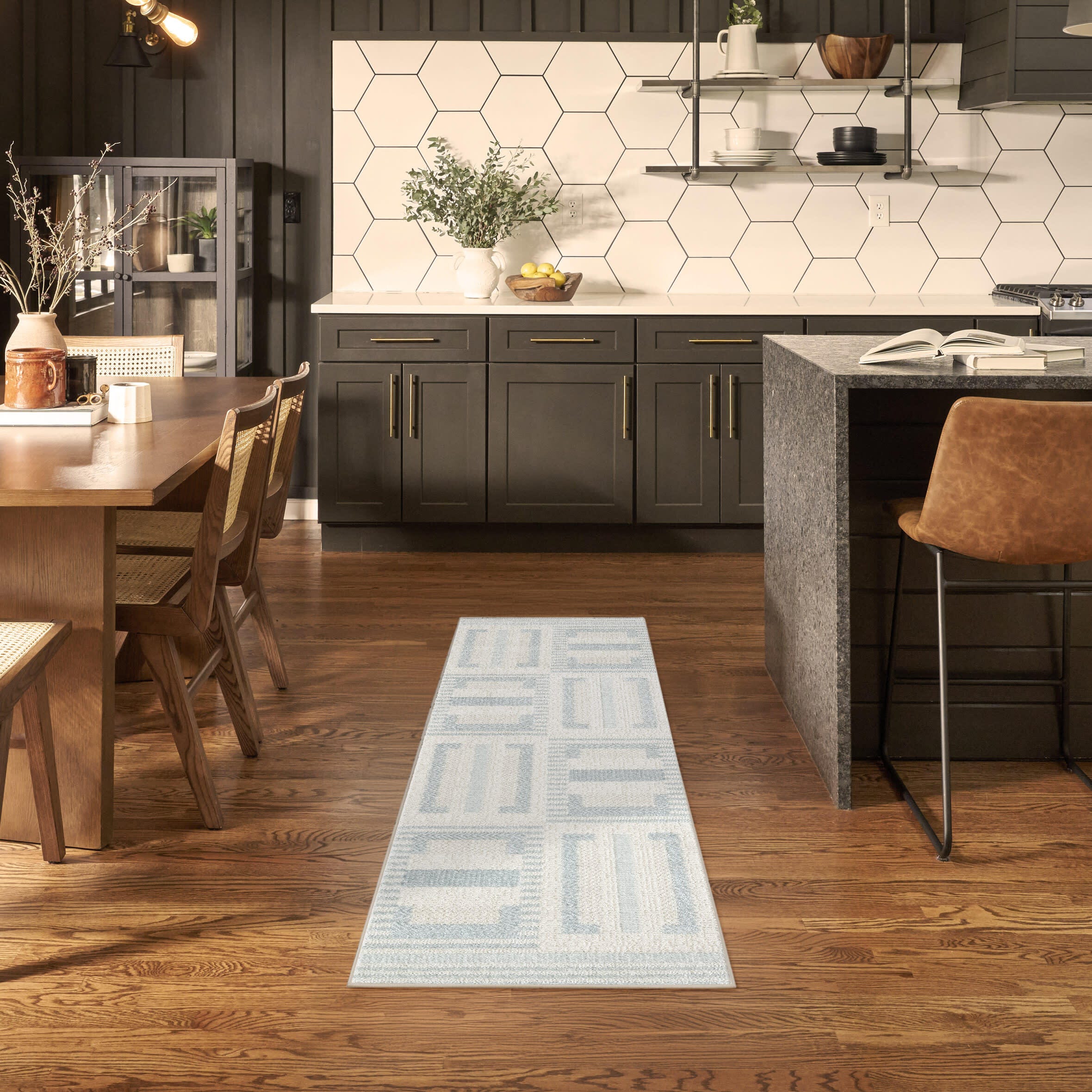 Nourison Home Nordic Dynamic 2' x 6' Runner Rug, Ivory/Blue, rollover