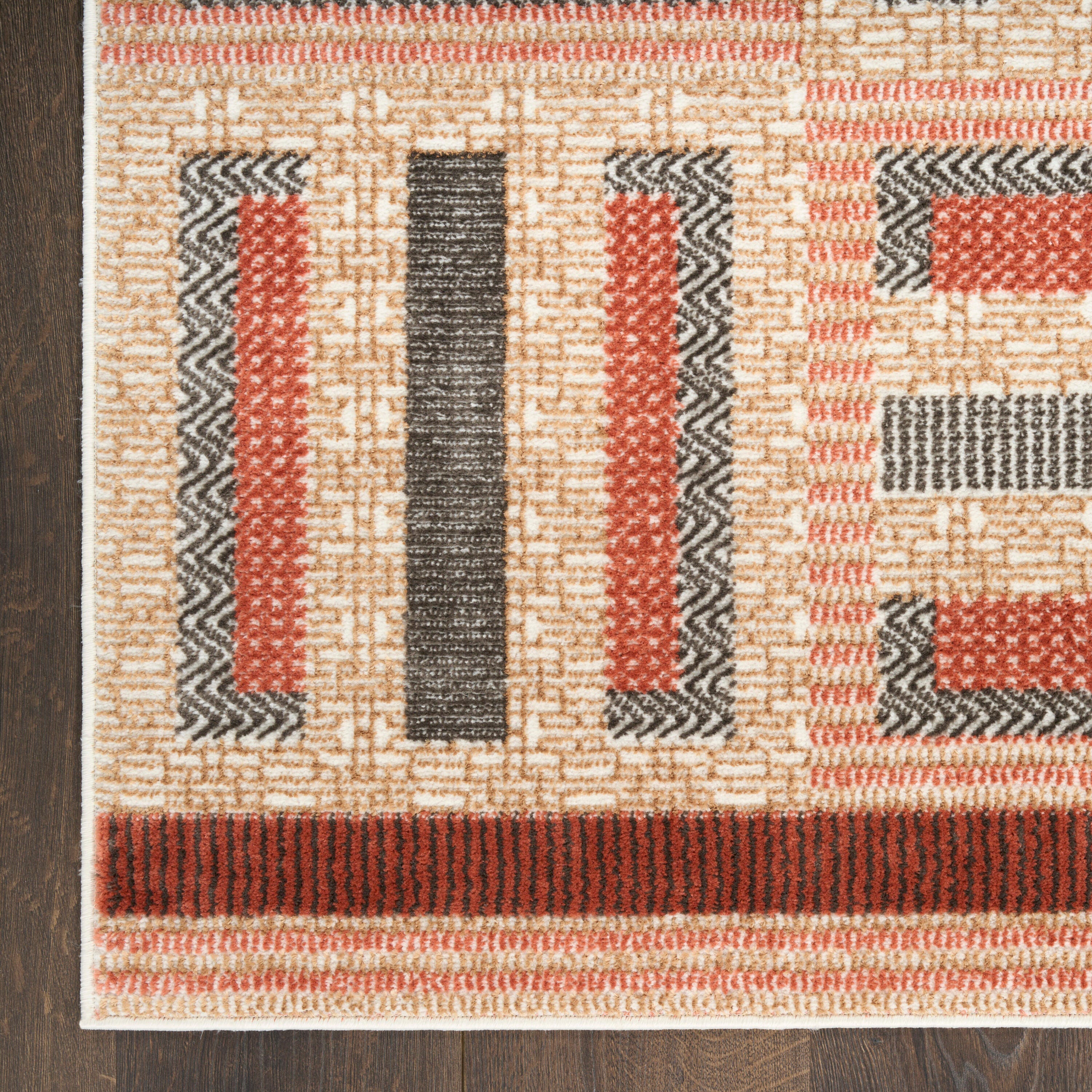 Nourison Home Nordic Dynamic 2' x 6' Runner Rug, Rust/Multi, large
