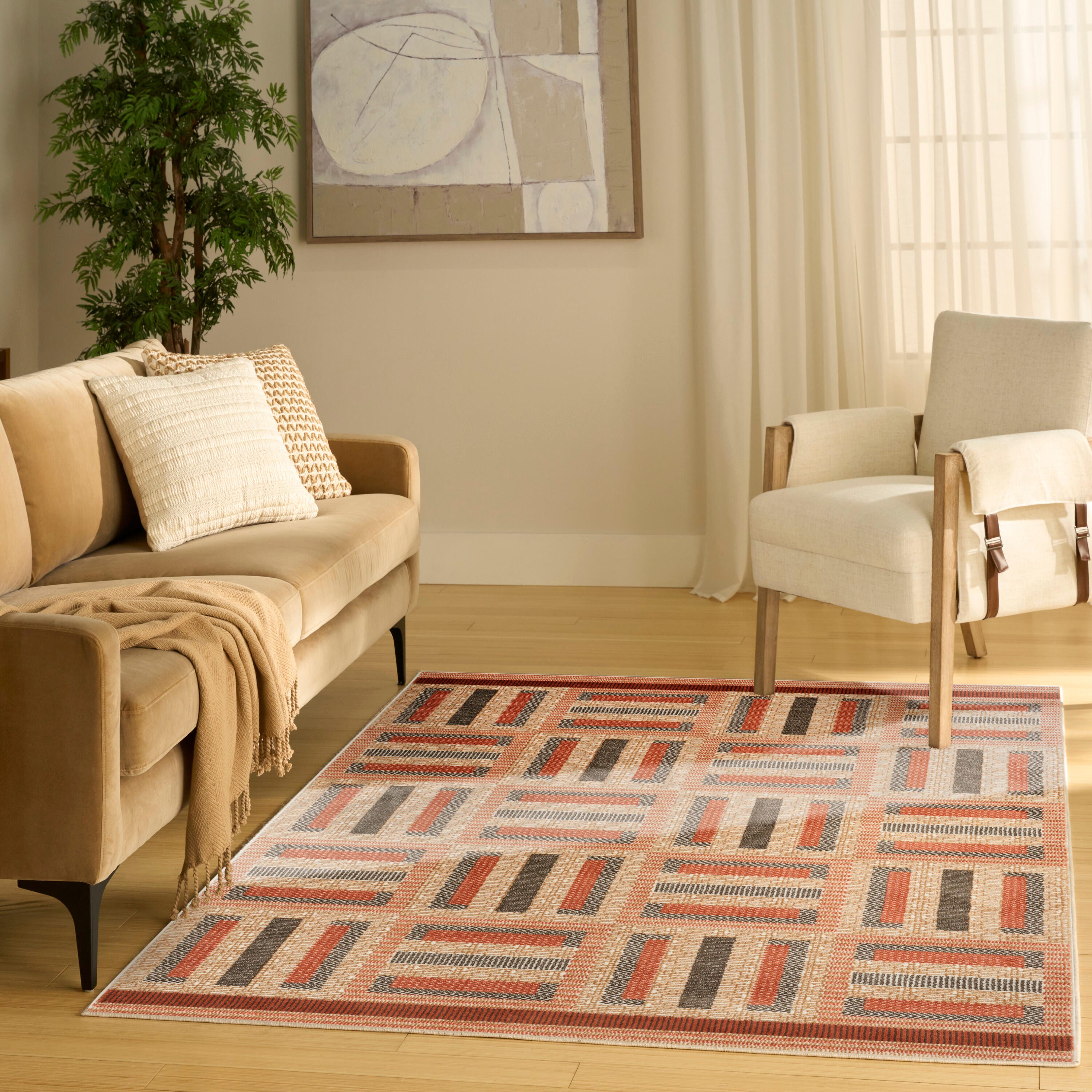 Nourison Home Nordic Dynamic 4' x 6' Area Rug, Rust/Multi, large