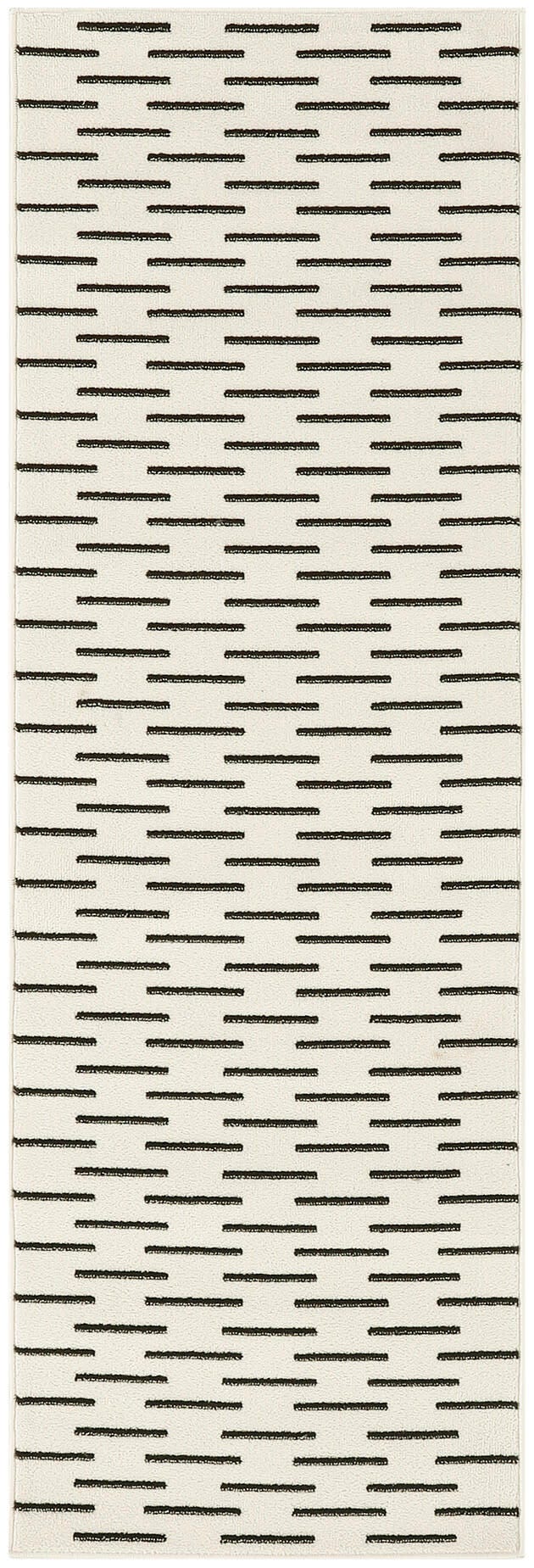 Nourison Home Nordic Dashed Lines 2' x 6' Runner Rug, Ivory/Black, large