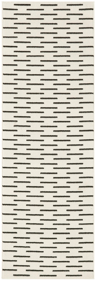 Nourison Home Nordic Dashed Lines 2' x 6' Runner Rug, Ivory/Black, large