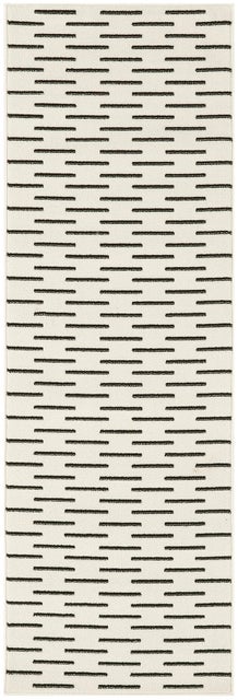 Nourison Home Nordic Dashed Lines 2' x 6' Runner Rug, Ivory/Black