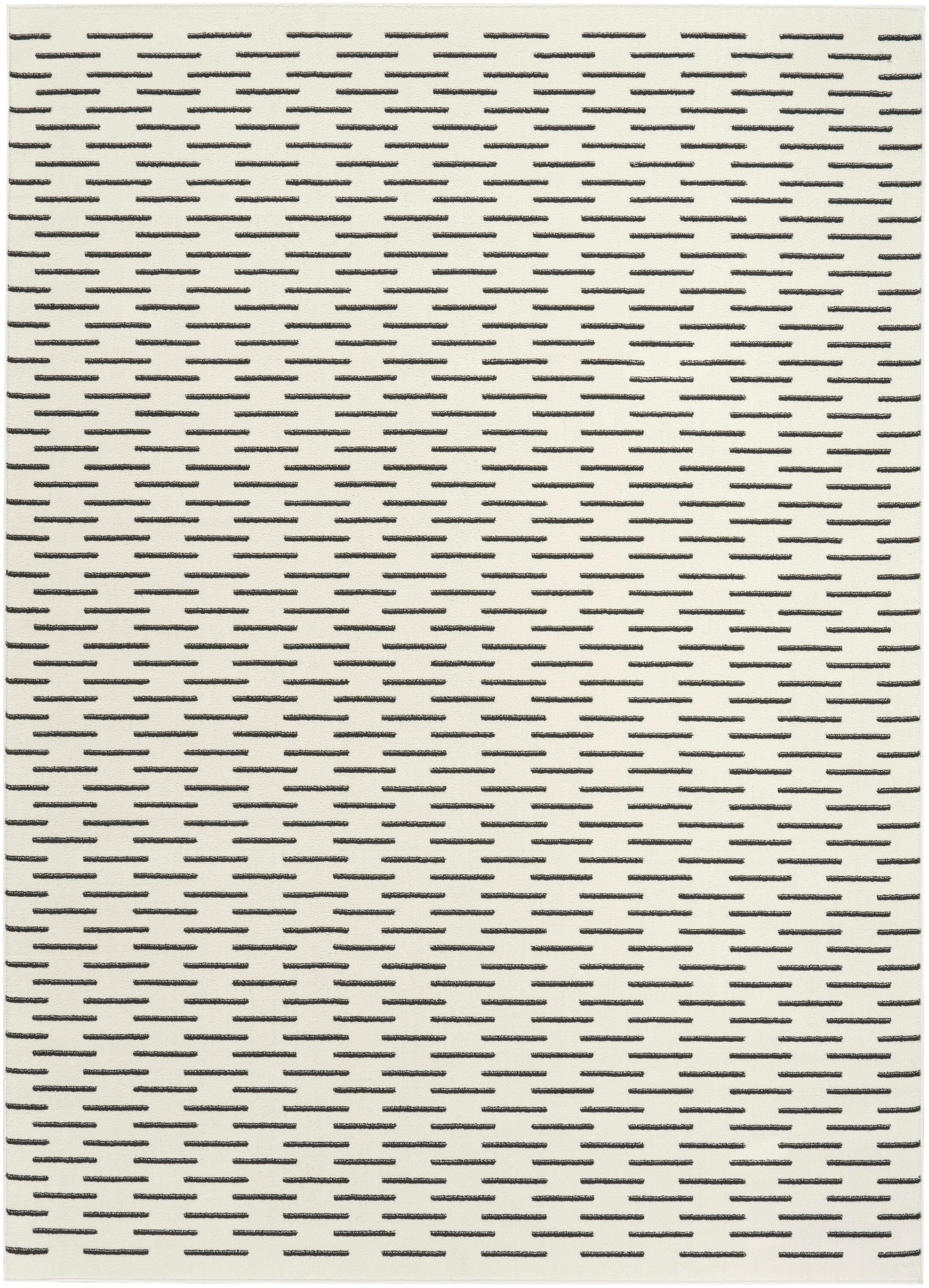 Nourison Home Nordic Dashed Lines 5' x 7' Area Rug, Ivory/Black, large