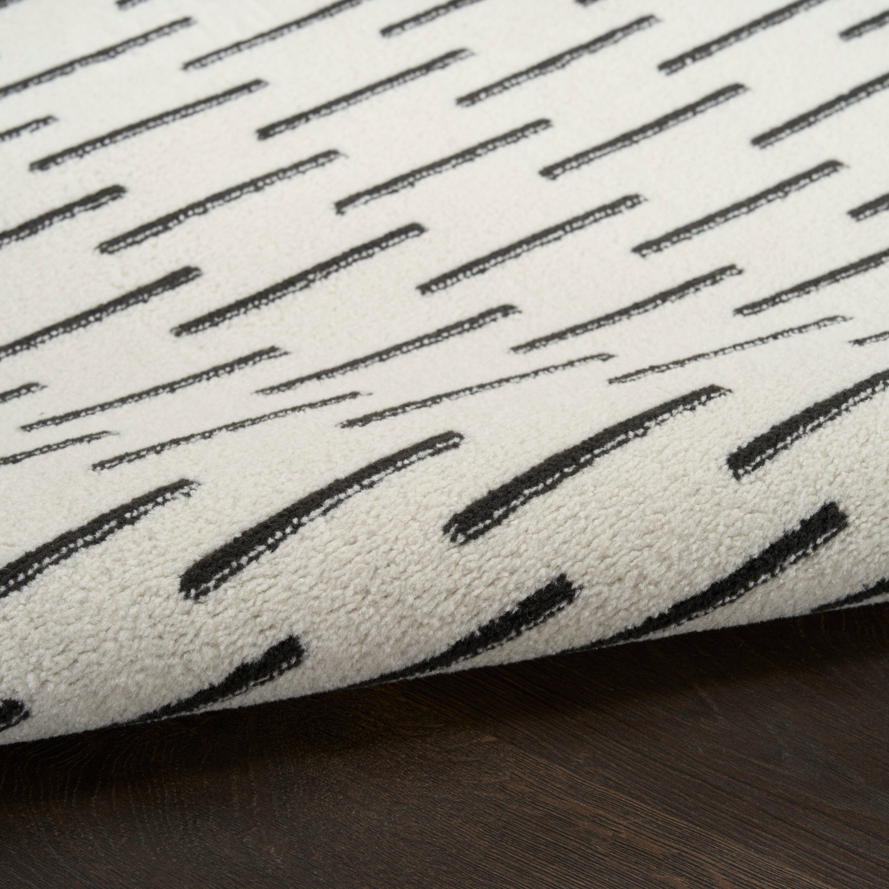 Nourison Home Nordic Dashed Lines 5' x 7' Area Rug, Ivory/Black, large