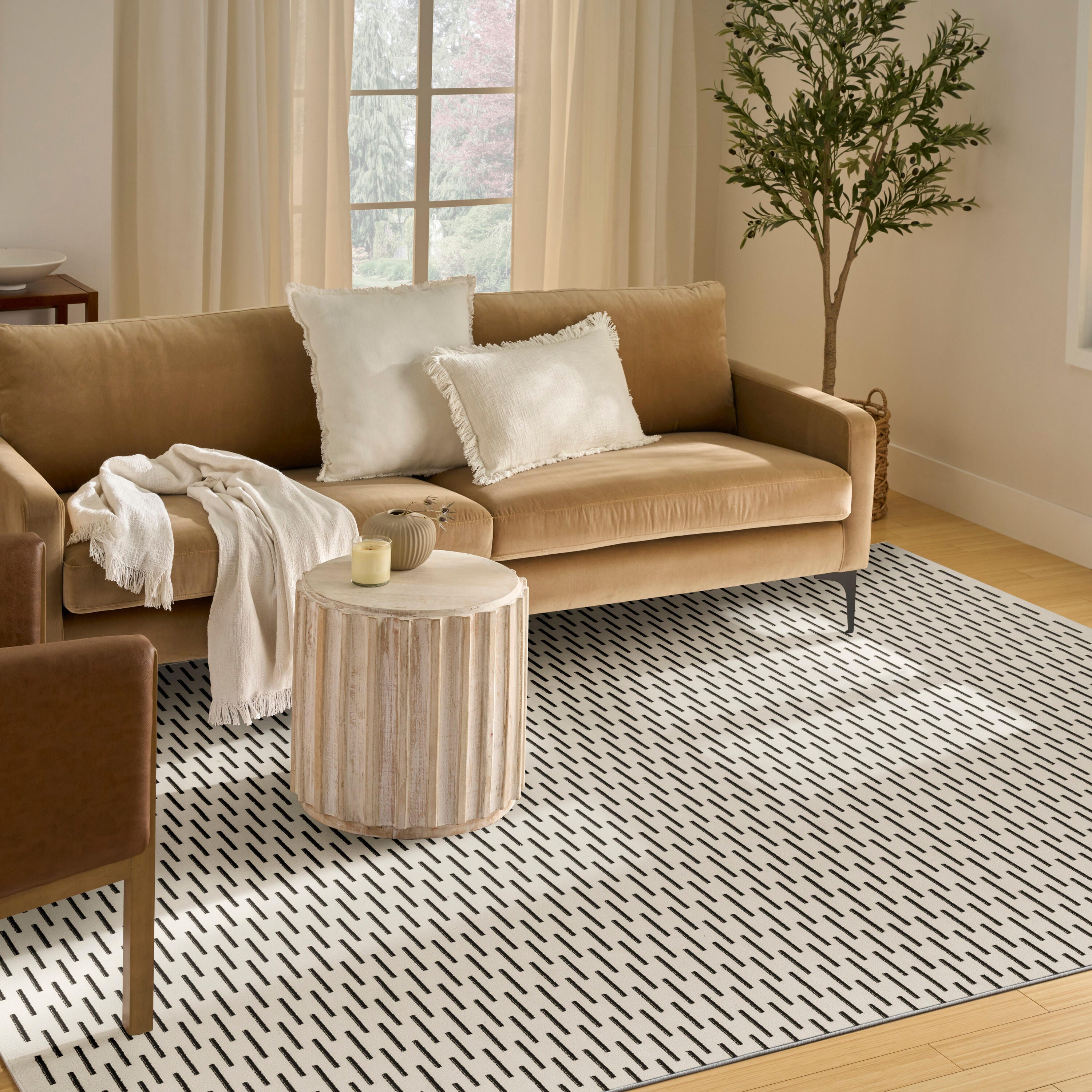 Nourison Home Nordic Dashed Lines 8' x 10' Area Rug, Ivory/Black, large