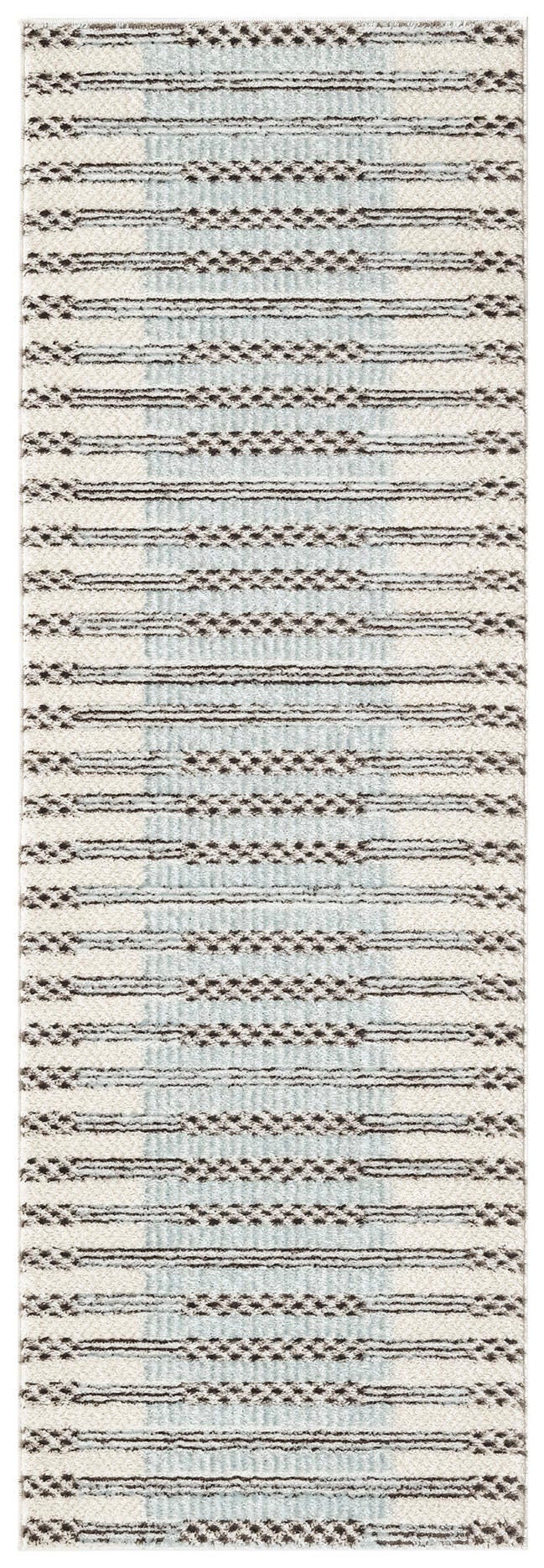 Nourison Home Nordic Linear Lines 2' x 6' Runner Rug, Ivory/Blue, large