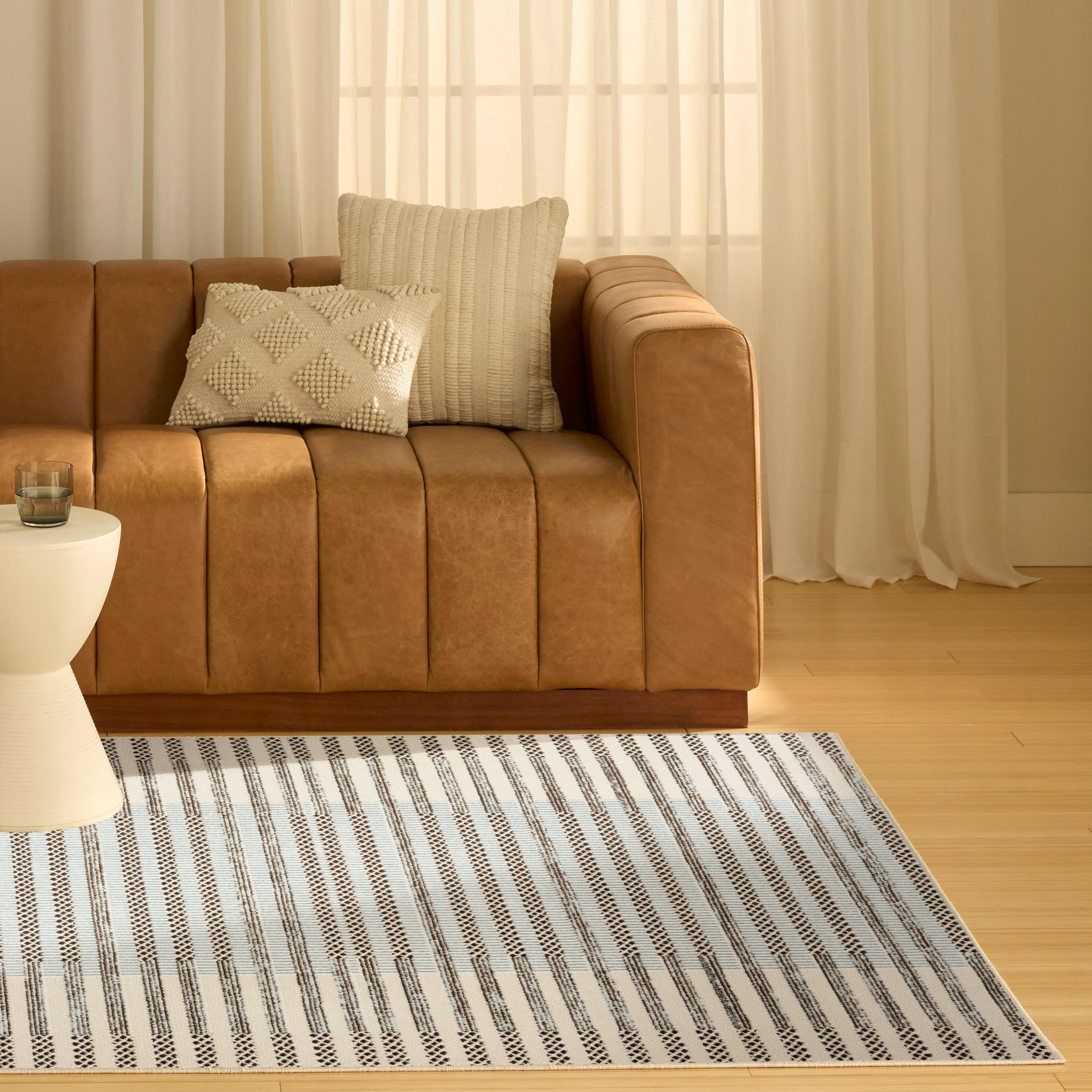 Nourison Home Nordic Linear Lines 5' x 7' Area Rug, Ivory/Blue, rollover