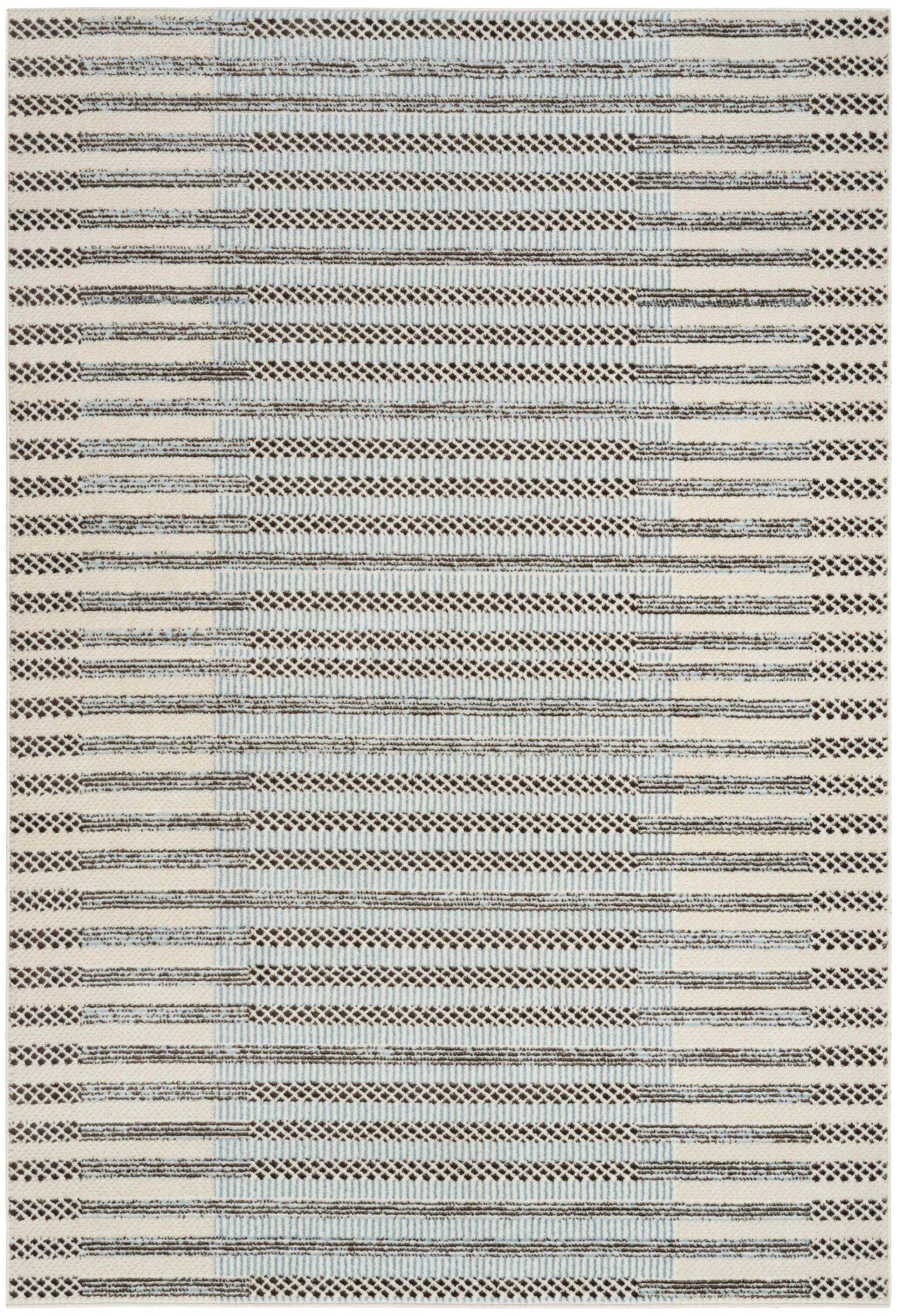 Nourison Home Nordic Linear Lines 5' x 7' Area Rug, Ivory/Blue, large