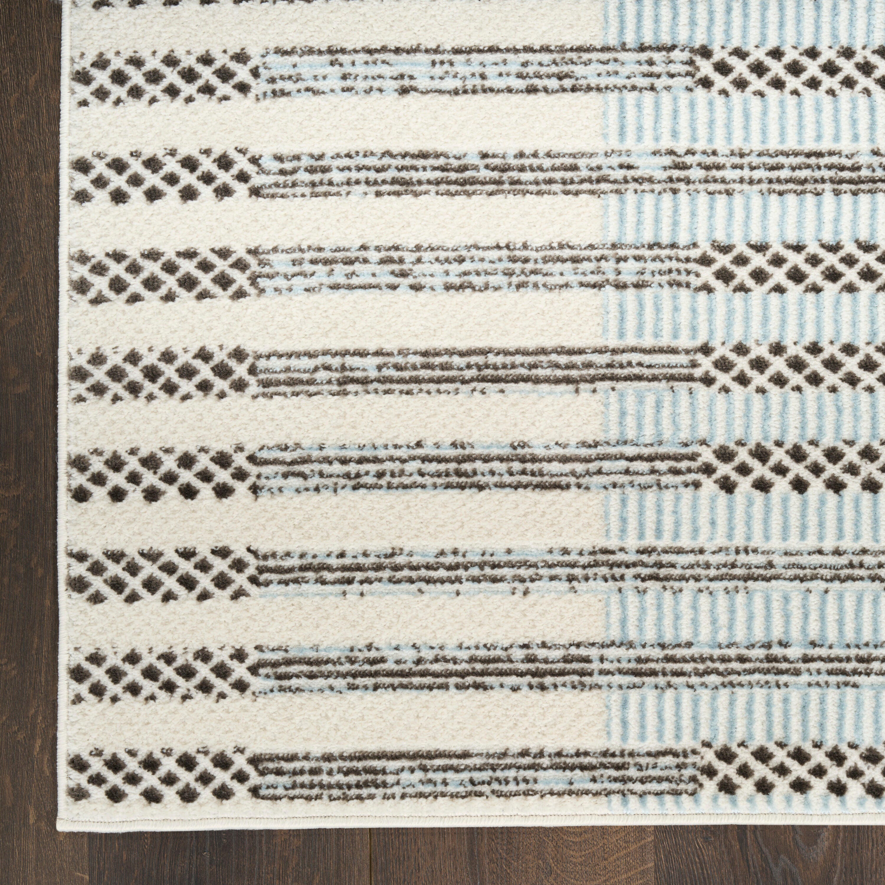 Nourison Home Nordic Linear Lines 5' x 7' Area Rug, Ivory/Blue, large