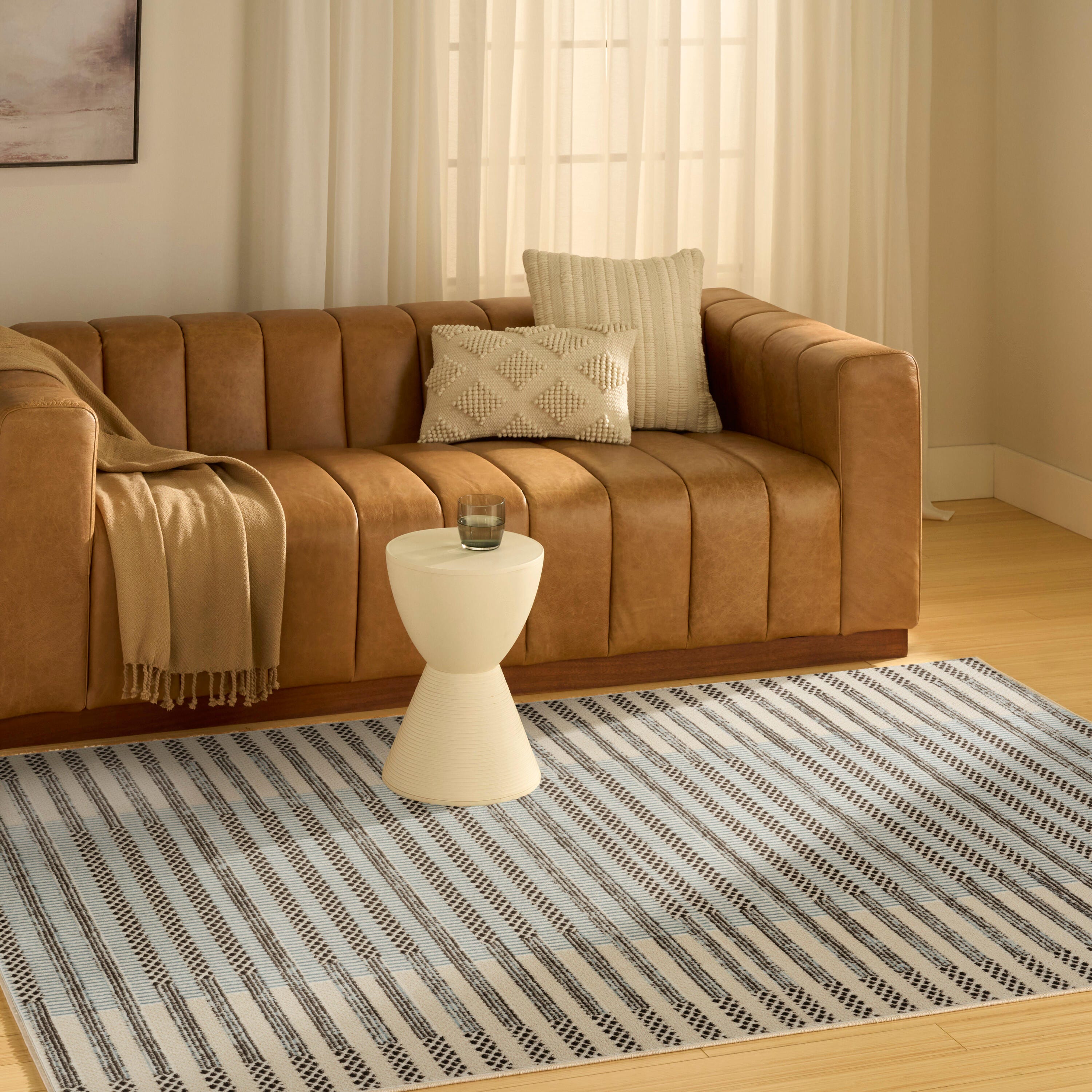 Nourison Home Nordic Linear Lines 5' x 7' Area Rug, Ivory/Blue, large