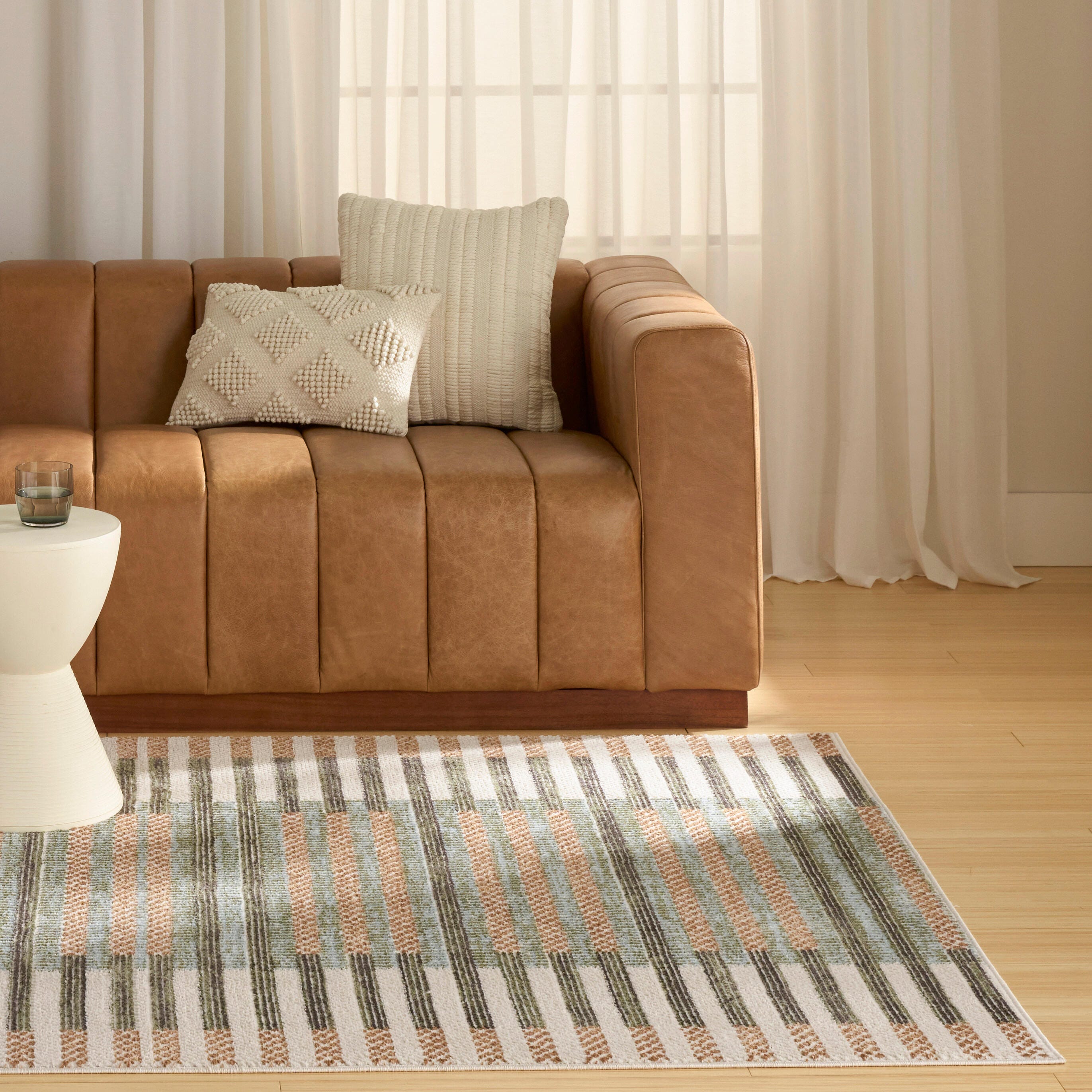 Nourison Home Nordic Linear Lines 5' x 7' Area Rug, Ivory/Brown, rollover