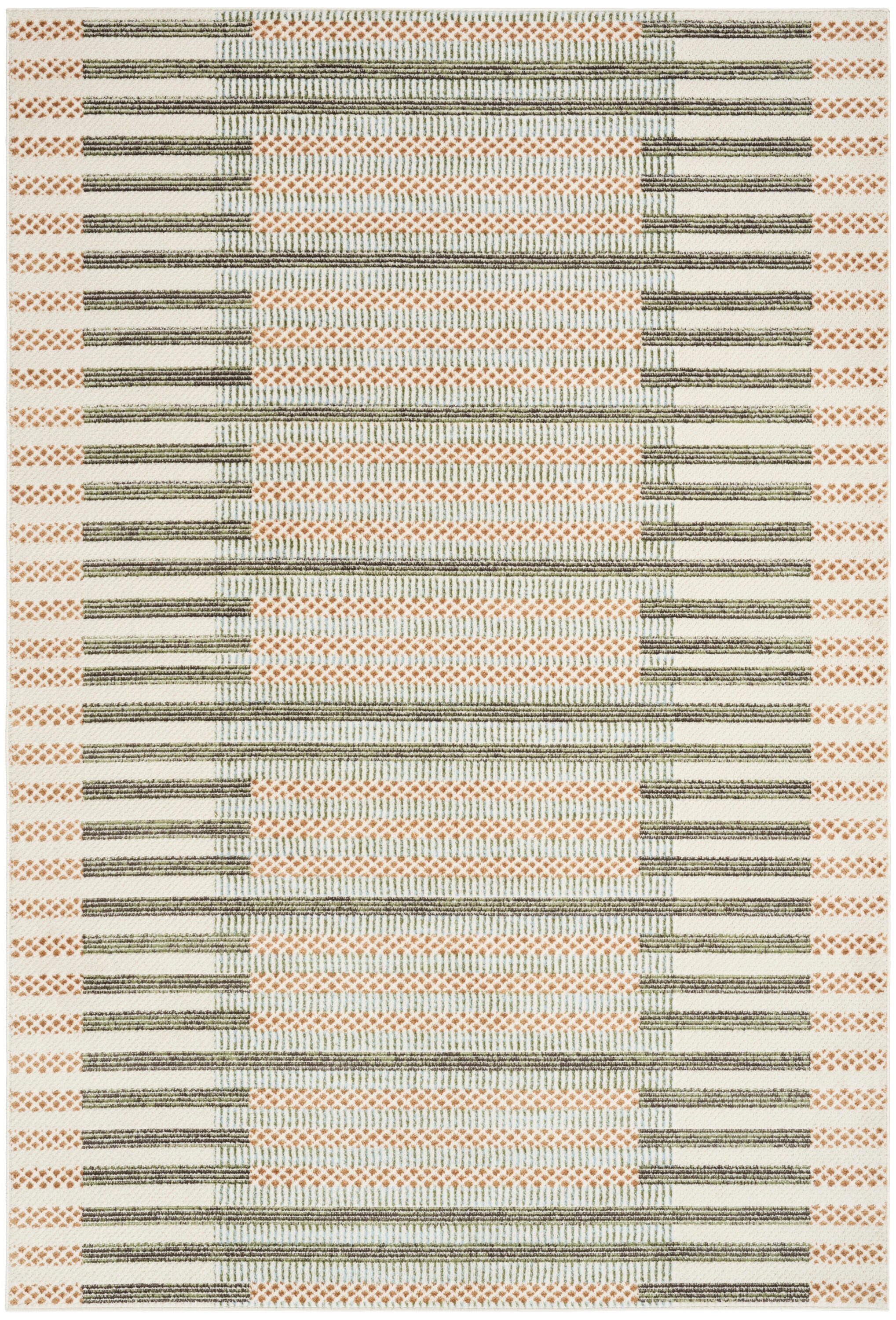 Nourison Home Nordic Linear Lines 5' x 7' Area Rug, Ivory/Brown, large