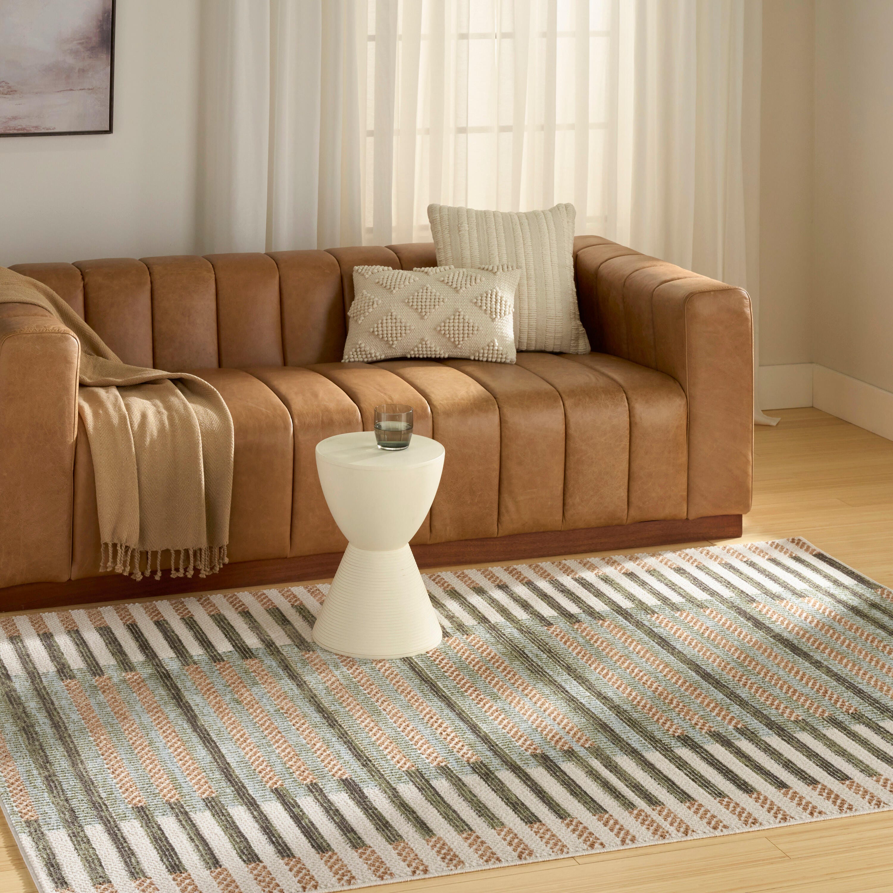 Nourison Home Nordic Linear Lines 5' x 7' Area Rug, Ivory/Brown, large