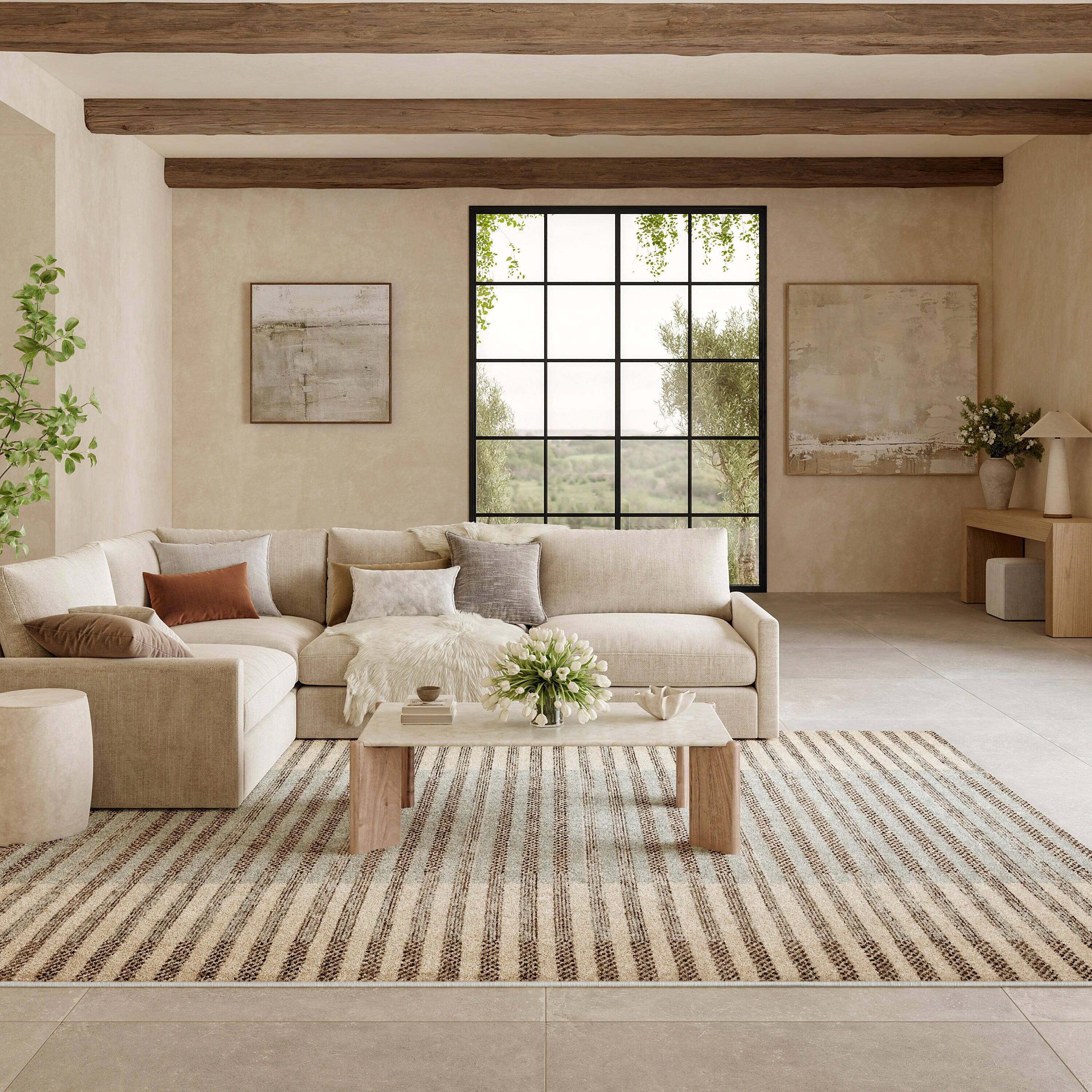 Nourison Home Nordic Linear Lines 8' x 10' Area Rug, Ivory/Blue, rollover