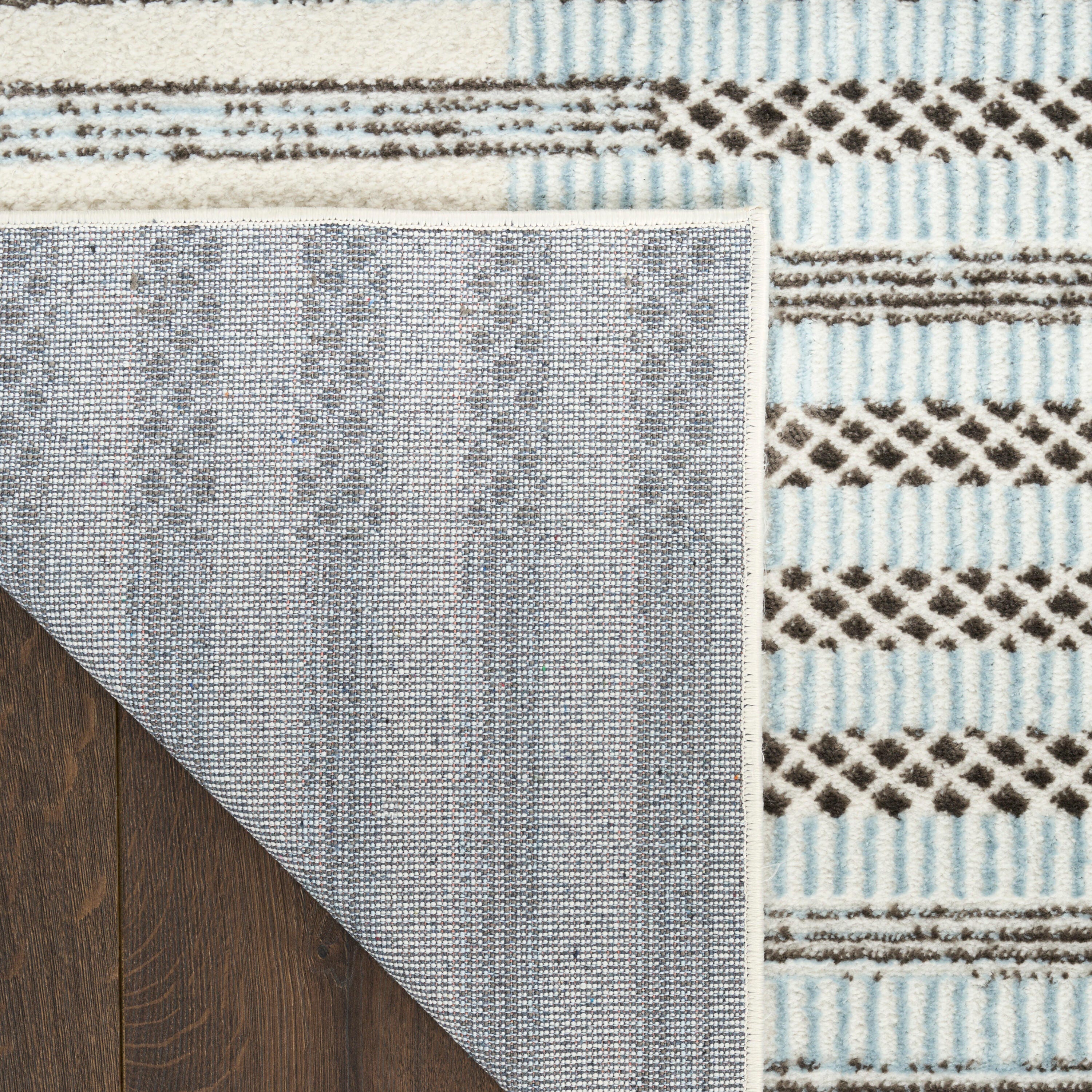 Nourison Home Nordic Linear Lines 8' x 10' Area Rug, Ivory/Blue, large