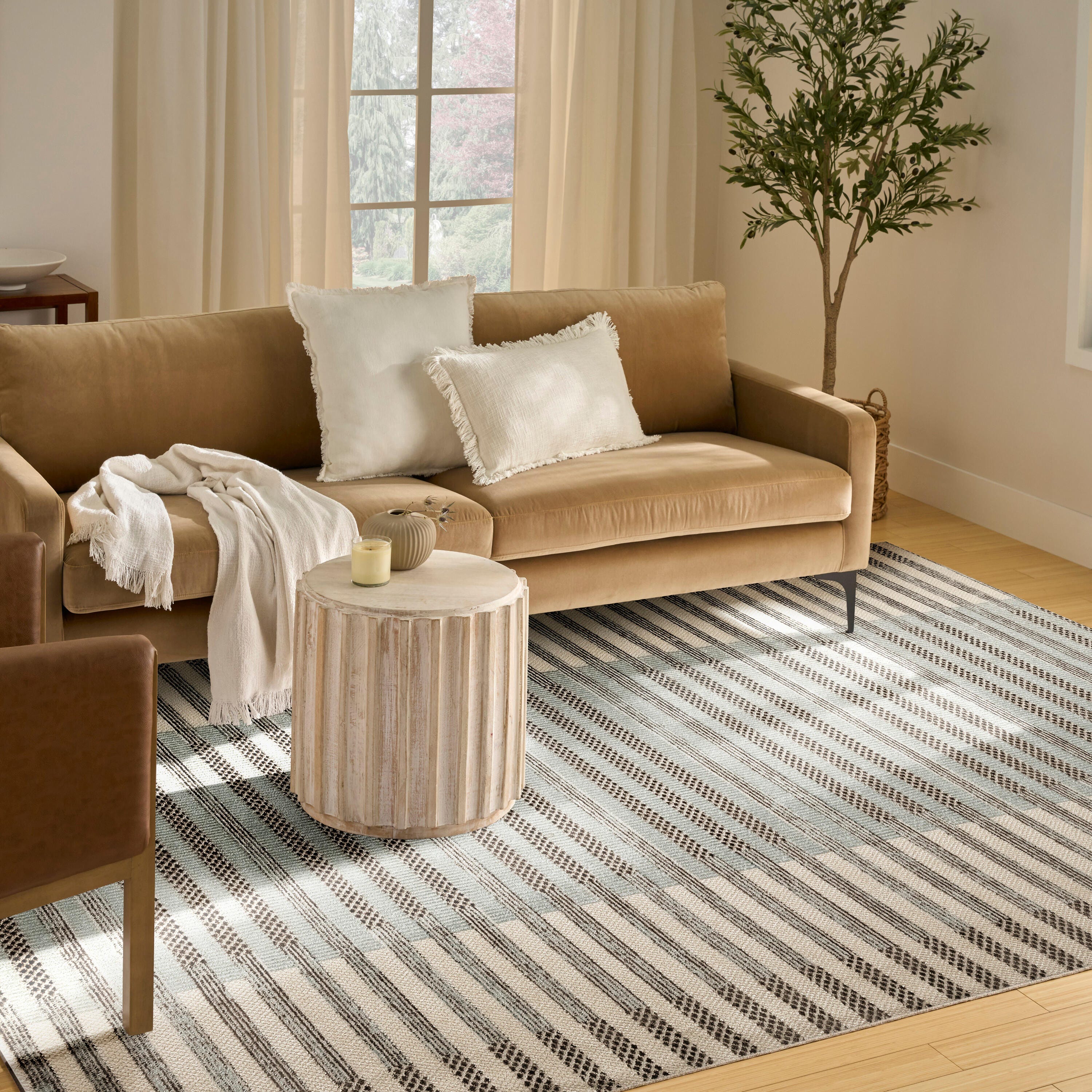 Nourison Home Nordic Linear Lines 8' x 10' Area Rug, Ivory/Blue, large