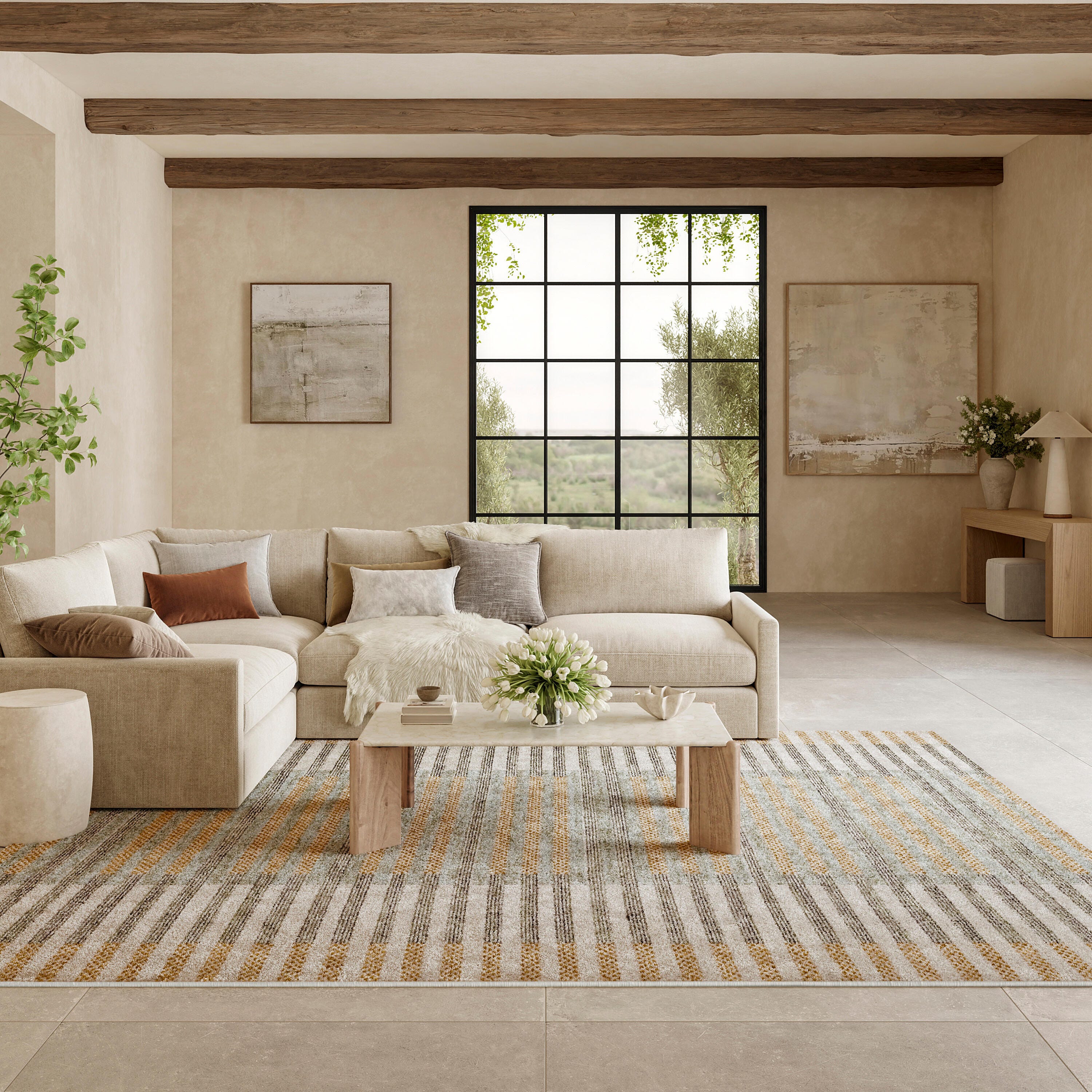 Nourison Home Nordic Linear Lines 8' x 10' Area Rug, Ivory/Brown, rollover