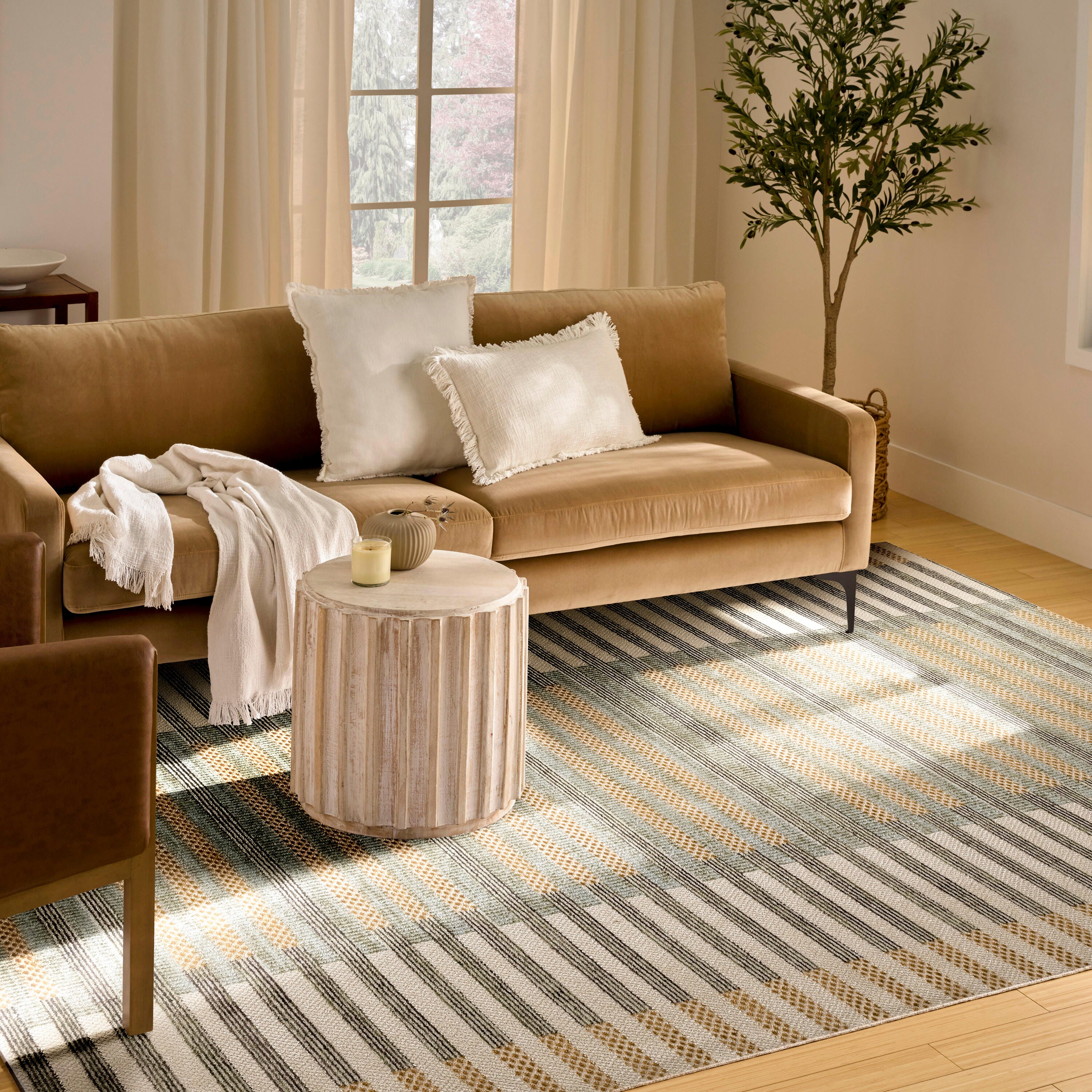 Nourison Home Nordic Linear Lines 8' x 10' Area Rug, Ivory/Brown, large