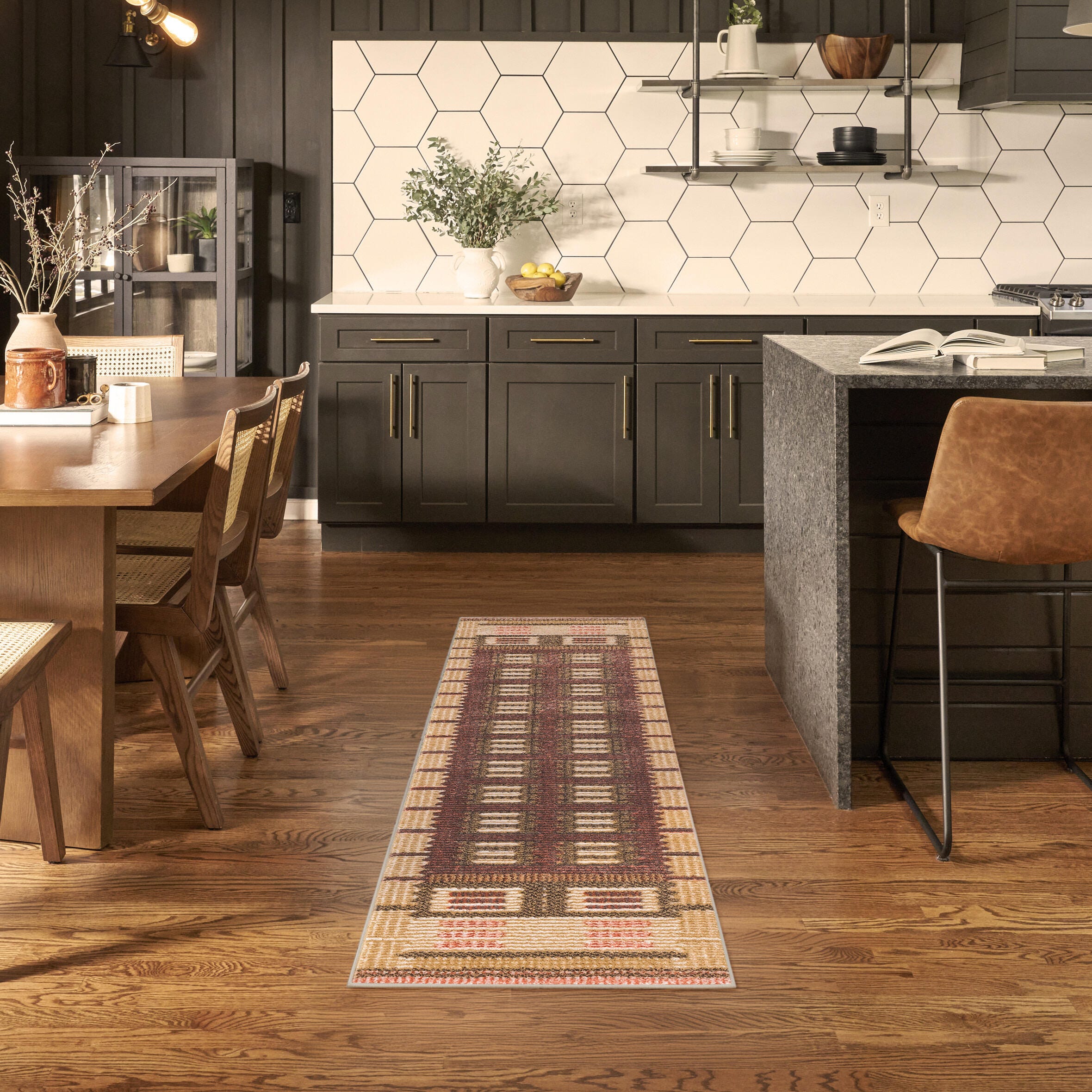 Nourison Home Nordic Accordion 2' x 6' Runner Rug, Rust, rollover