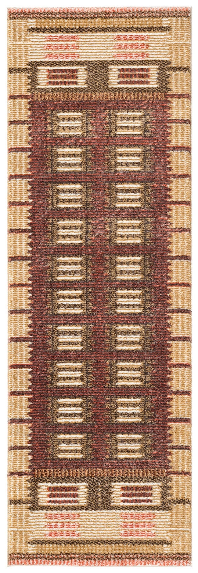Nourison Home Nordic Accordion 2' x 6' Runner Rug, Rust, large
