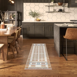 Nourison Home Nordic Accordion 2' x 6' Runner Rug, Ivory/Rust, rollover