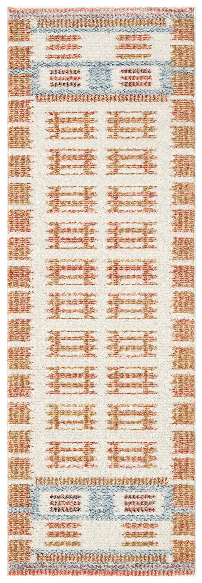 Nourison Home Nordic Accordion 2' x 6' Runner Rug, Ivory/Rust, large