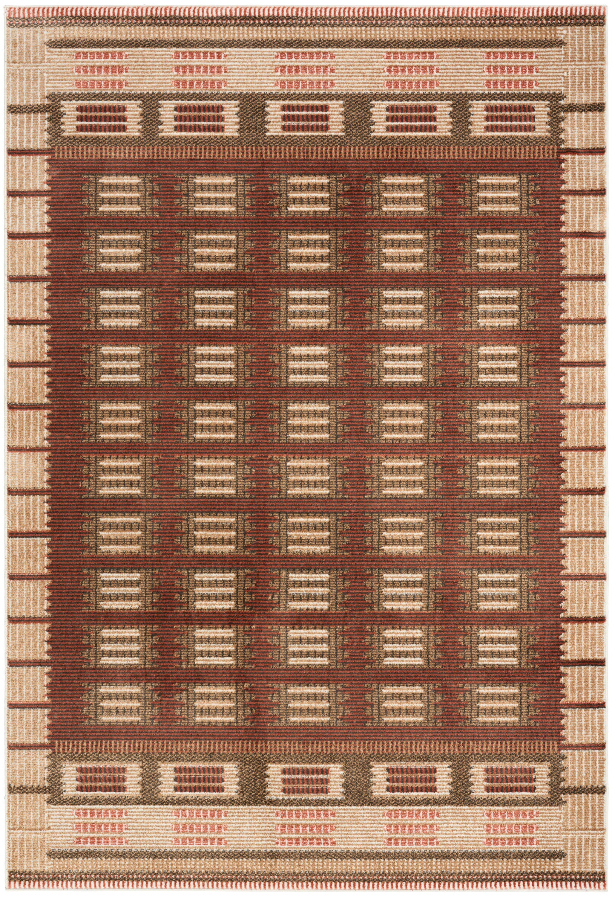 Nourison Home Nordic Accordion 5' x 7' Area Rug, Rust, large