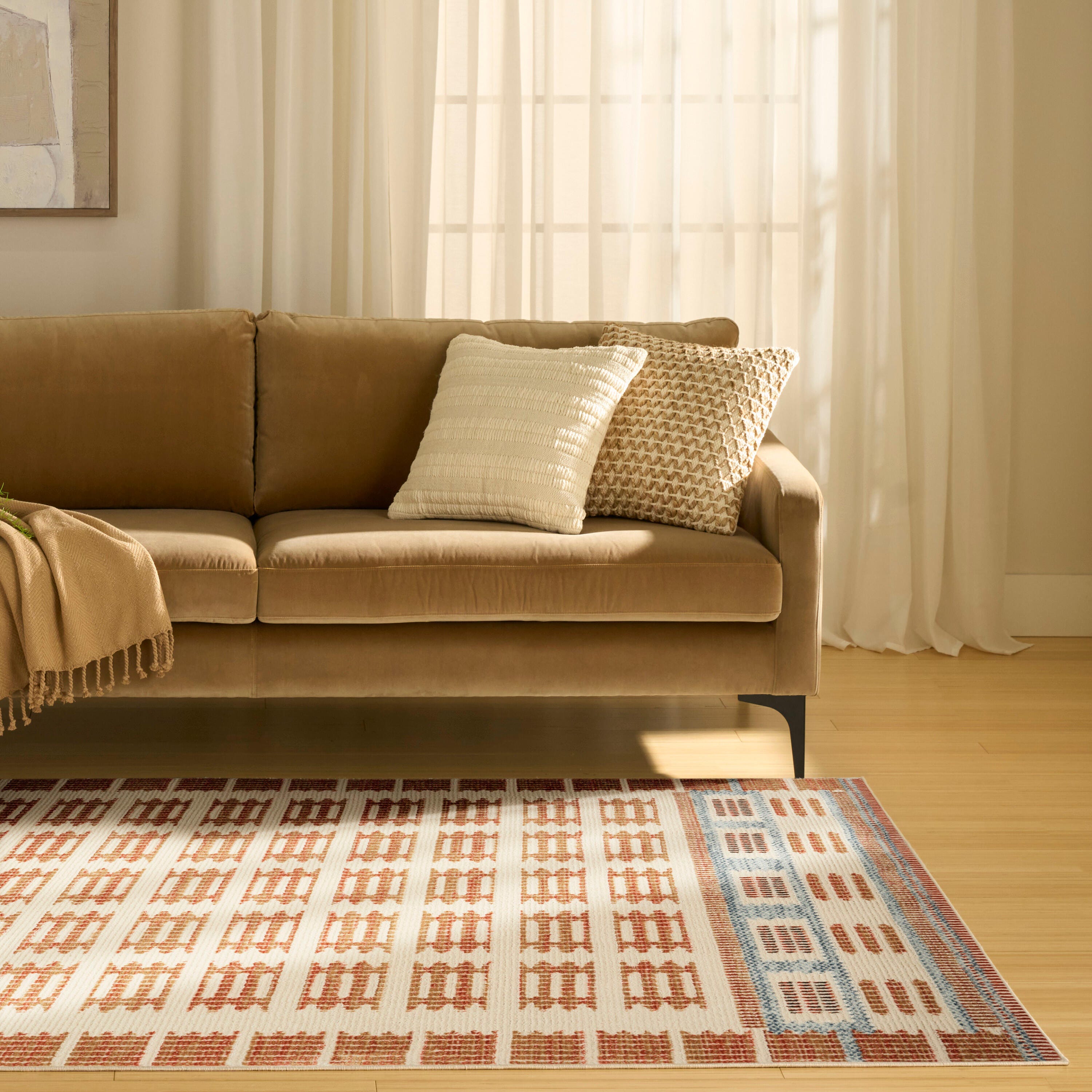 Nourison Home Nordic Accordion 5' x 7' Area Rug, Ivory/Rust, rollover