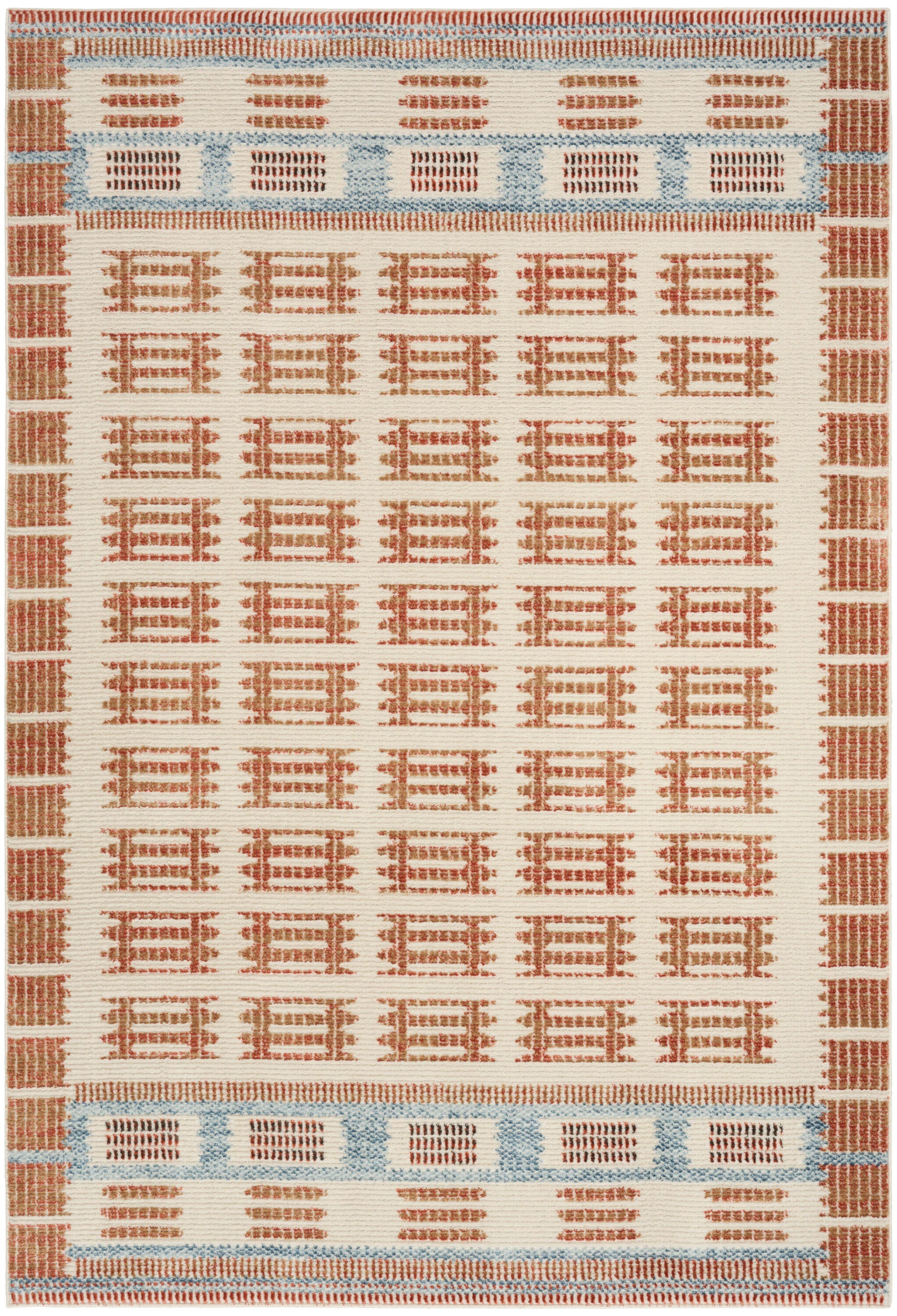 Nourison Home Nordic Accordion 5' x 7' Area Rug, Ivory/Rust, large