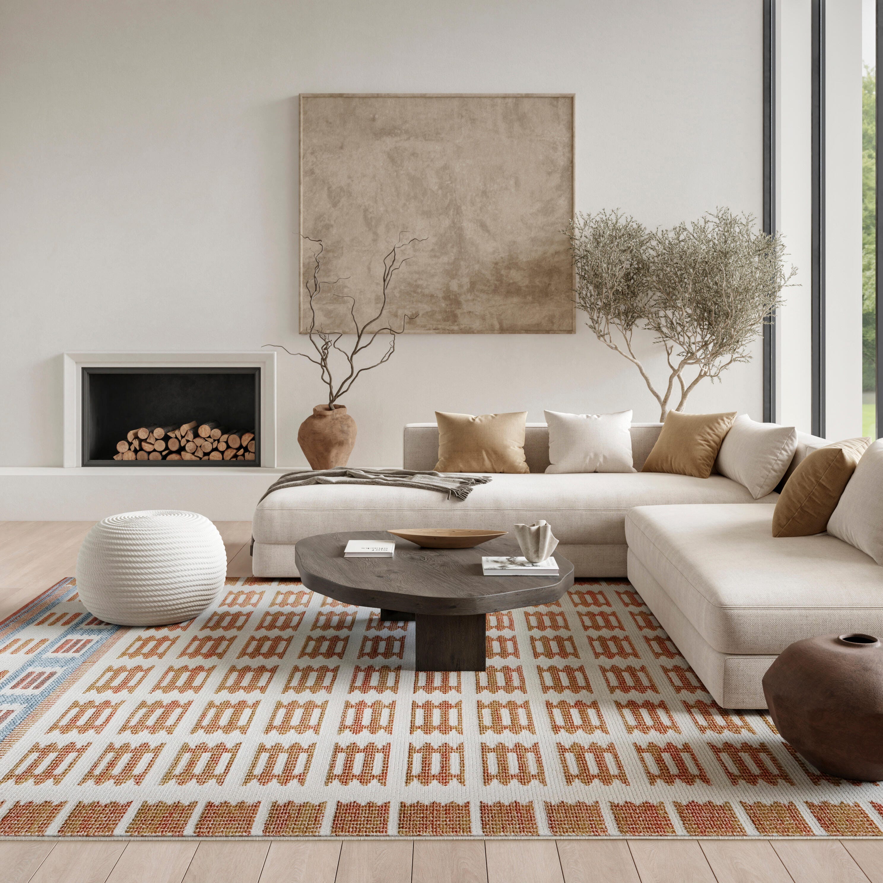 Nourison Home Nordic Accordion 8' x 10' Area Rug, Ivory/Rust, rollover