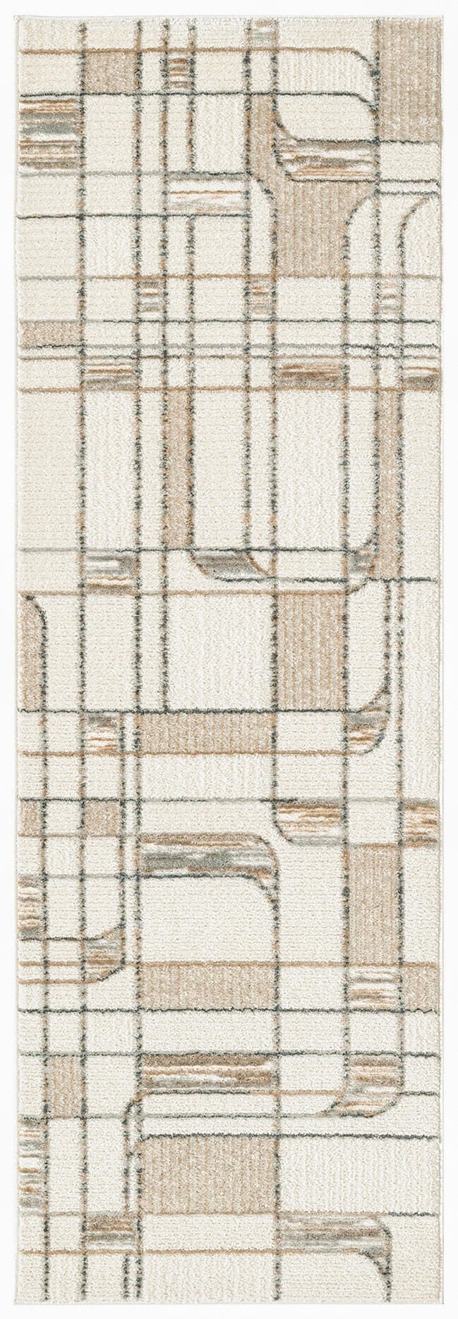 Nourison Home Nordic Curvy Lines 2' x 6' Runner Rug, Ivory/Multi, large