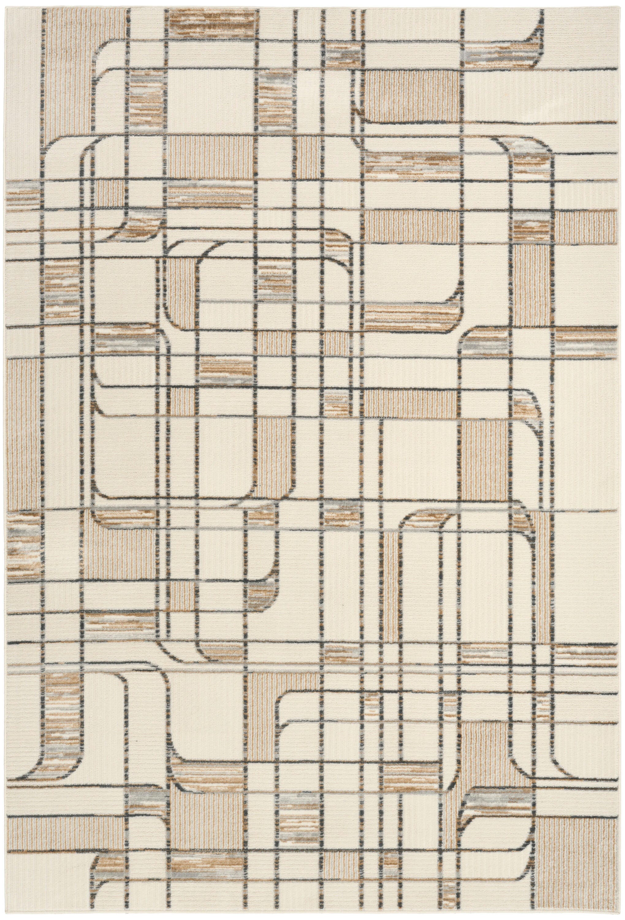 Nourison Home Nordic Curvy Lines 4' x 6' Area Rug, Ivory/Multi, large