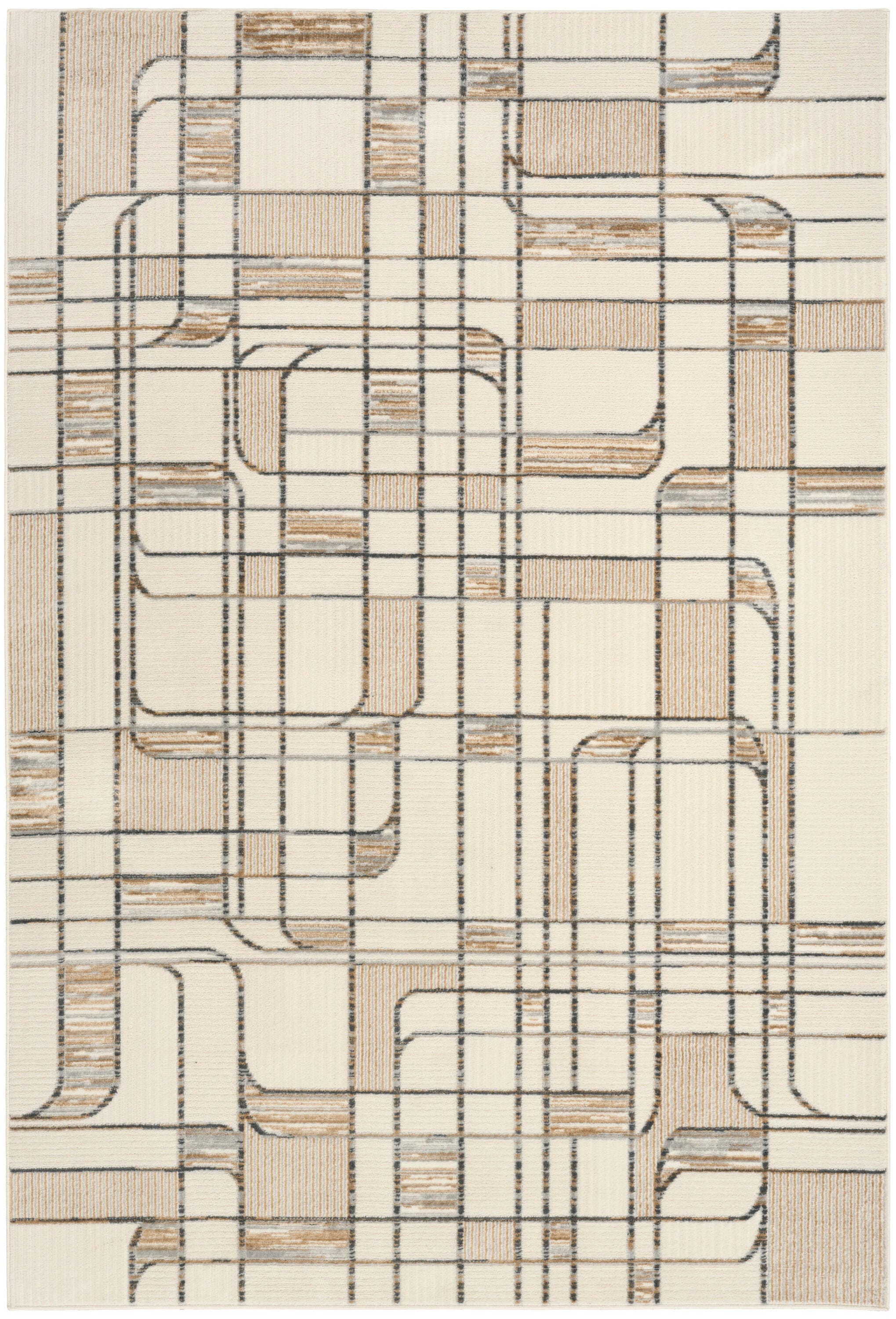 Nourison Home Nordic Curvy Lines 5' x 7' Area Rug, Ivory/Multi, large
