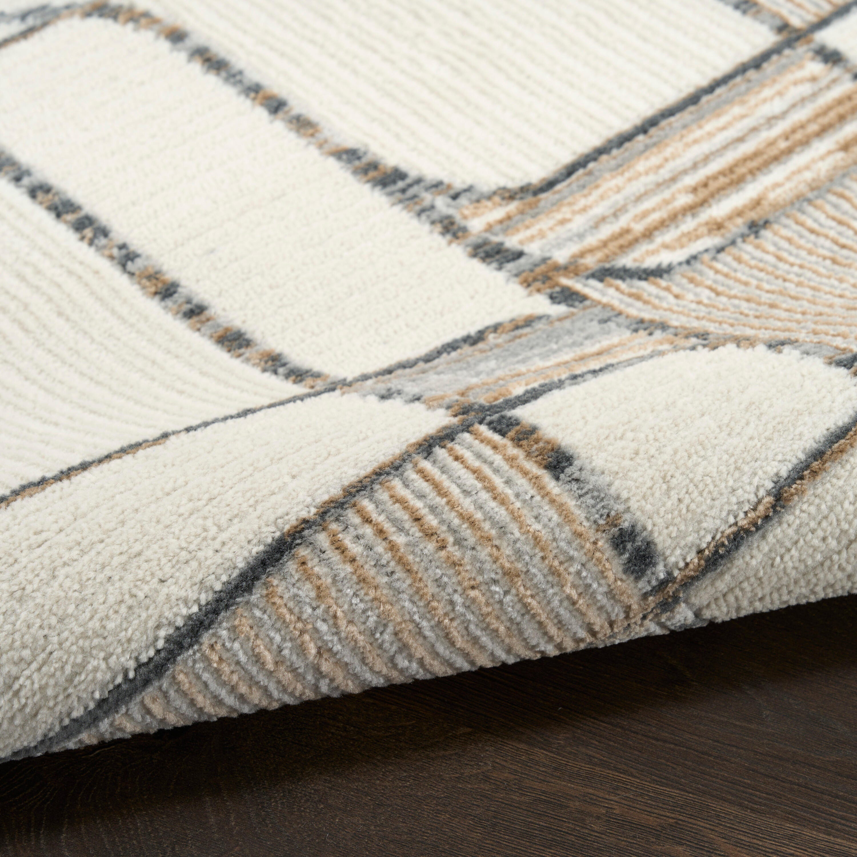 Nourison Home Nordic Curvy Lines 5' x 7' Area Rug, Ivory/Multi, large