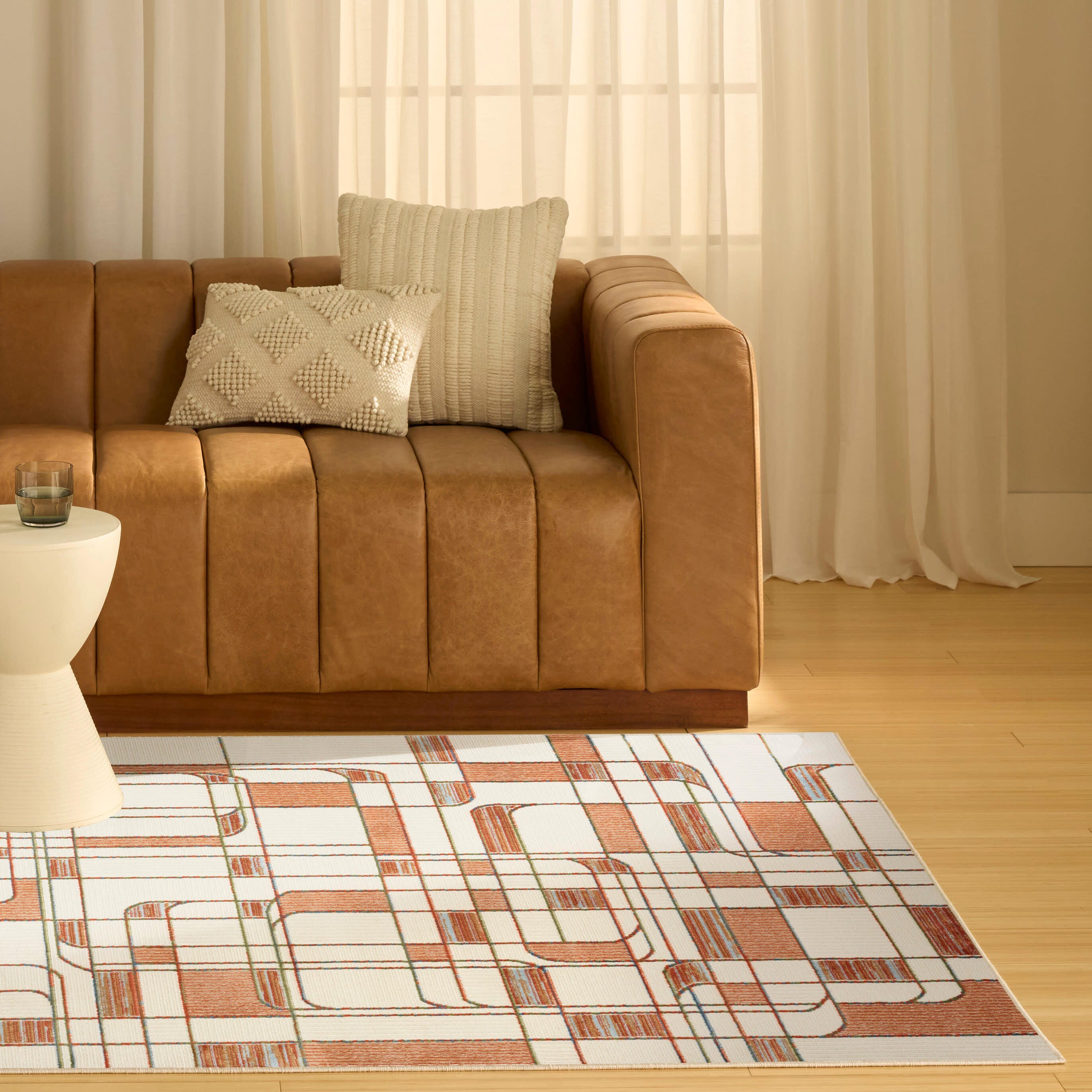 Nourison Home Nordic Curvy Lines 5' x 7' Area Rug, Ivory/Rust, rollover