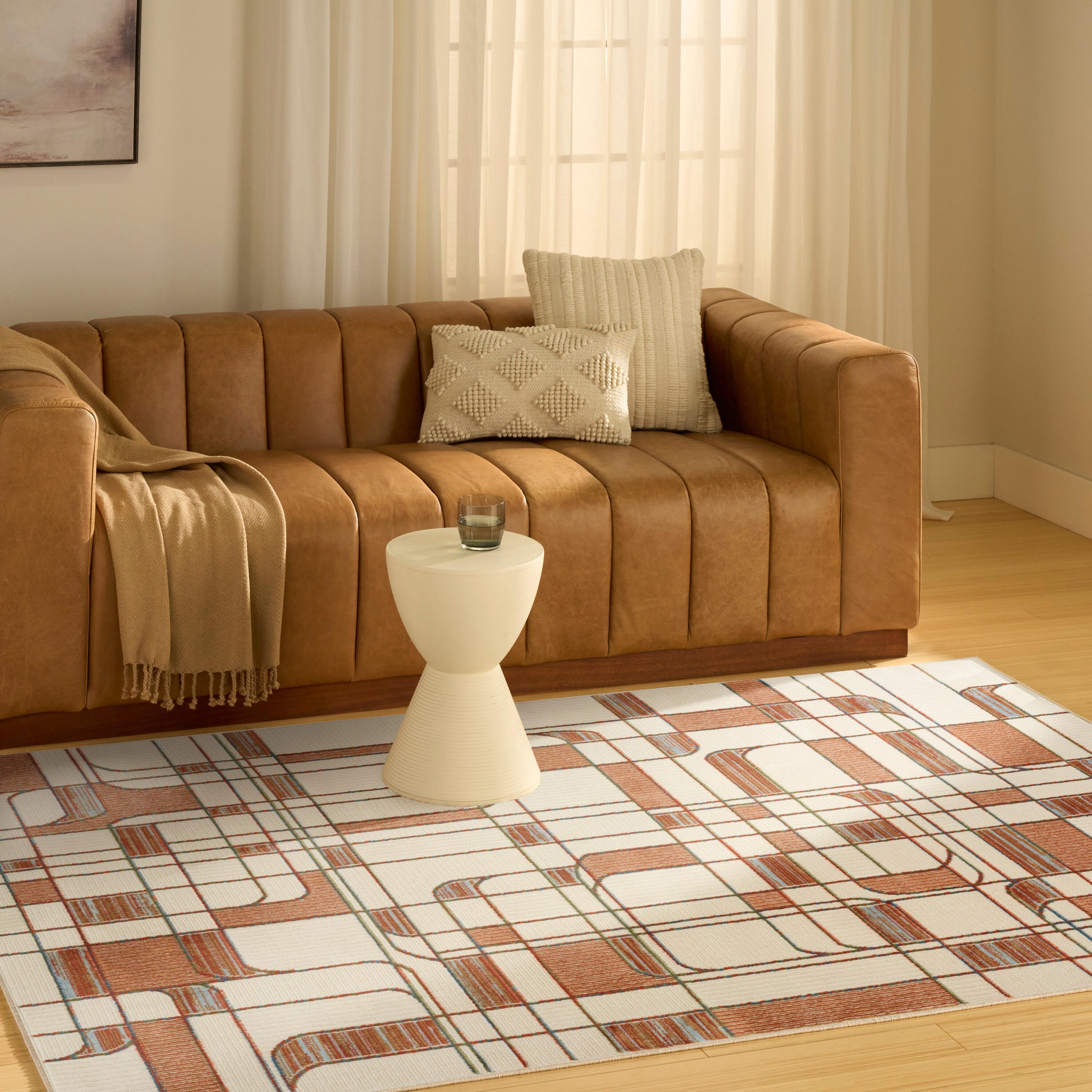 Nourison Home Nordic Curvy Lines 5' x 7' Area Rug, Ivory/Rust, large