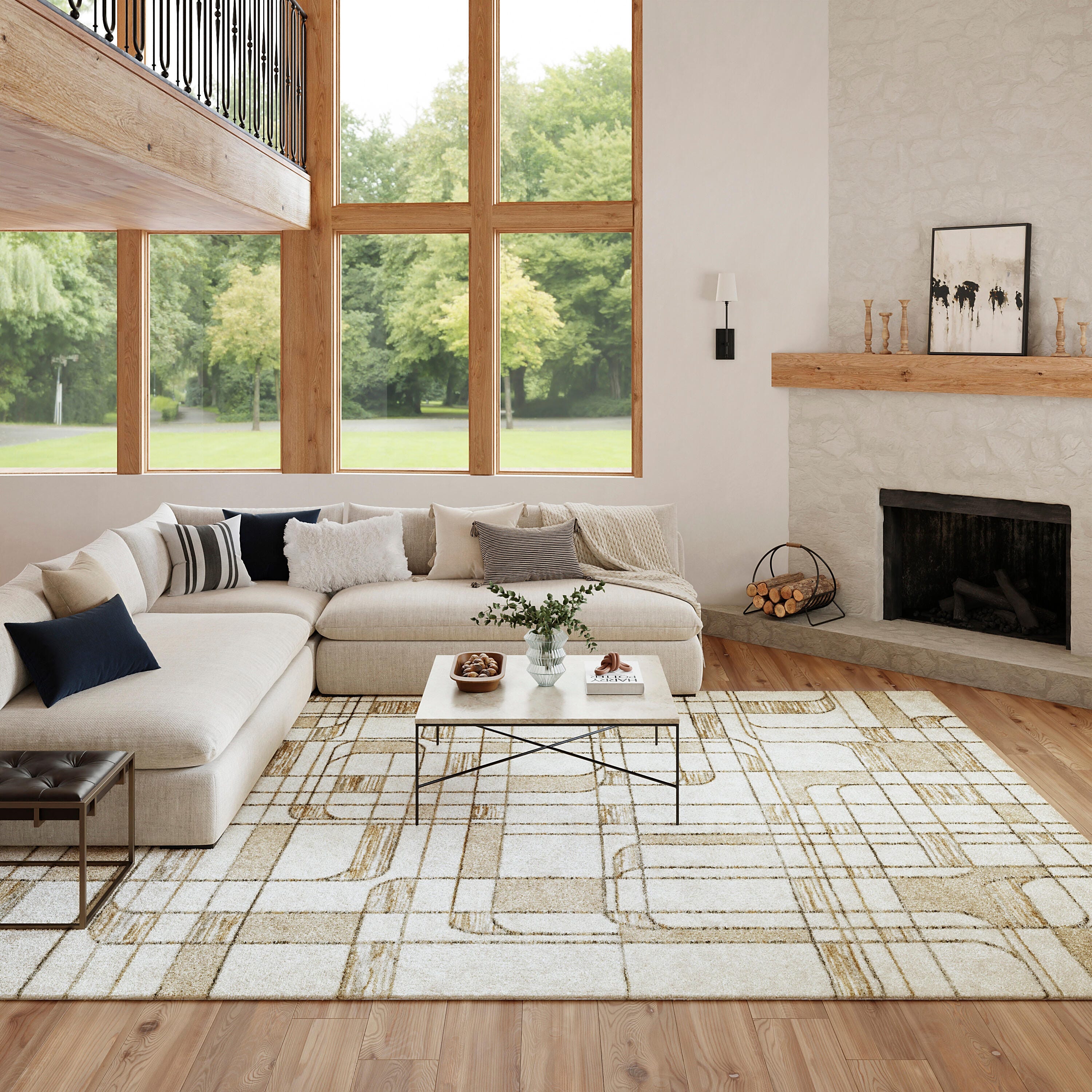 Nourison Home Nordic Curvy Lines 8' x 10' Area Rug, Ivory/Multi, rollover