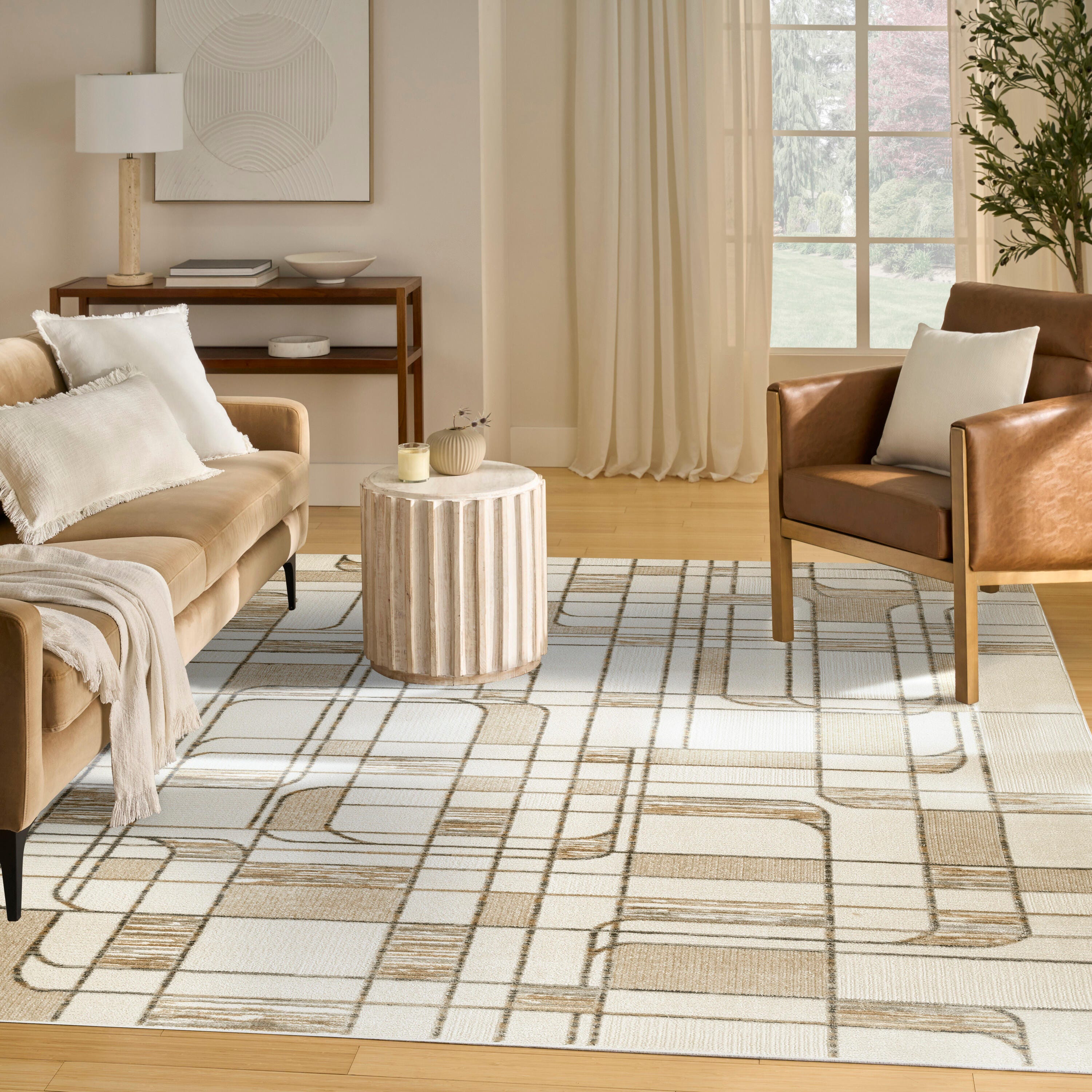 Nourison Home Nordic Curvy Lines 8' x 10' Area Rug, Ivory/Multi, large