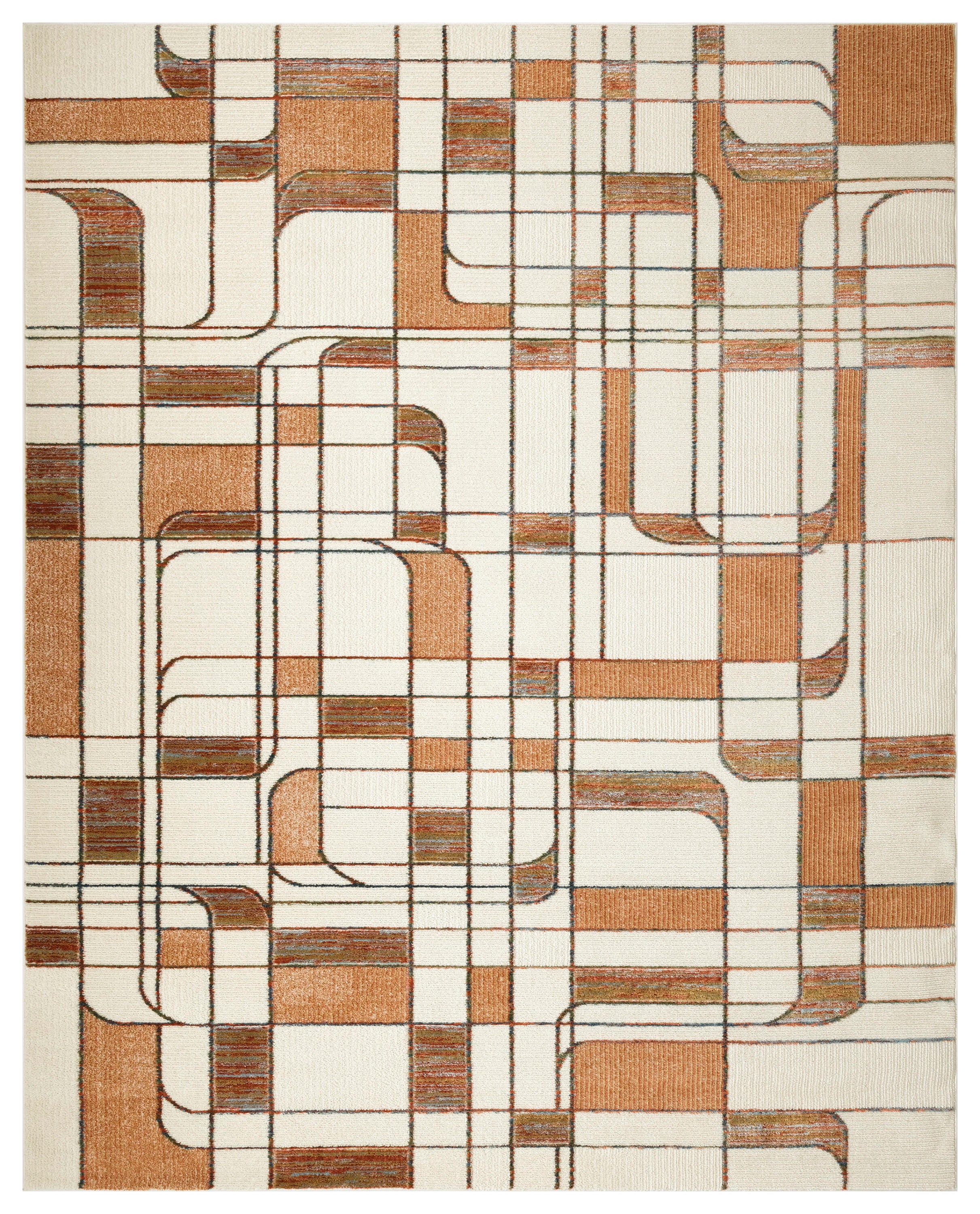 Nourison Home Nordic Curvy Lines 8' x 10' Area Rug, Ivory/Rust, large