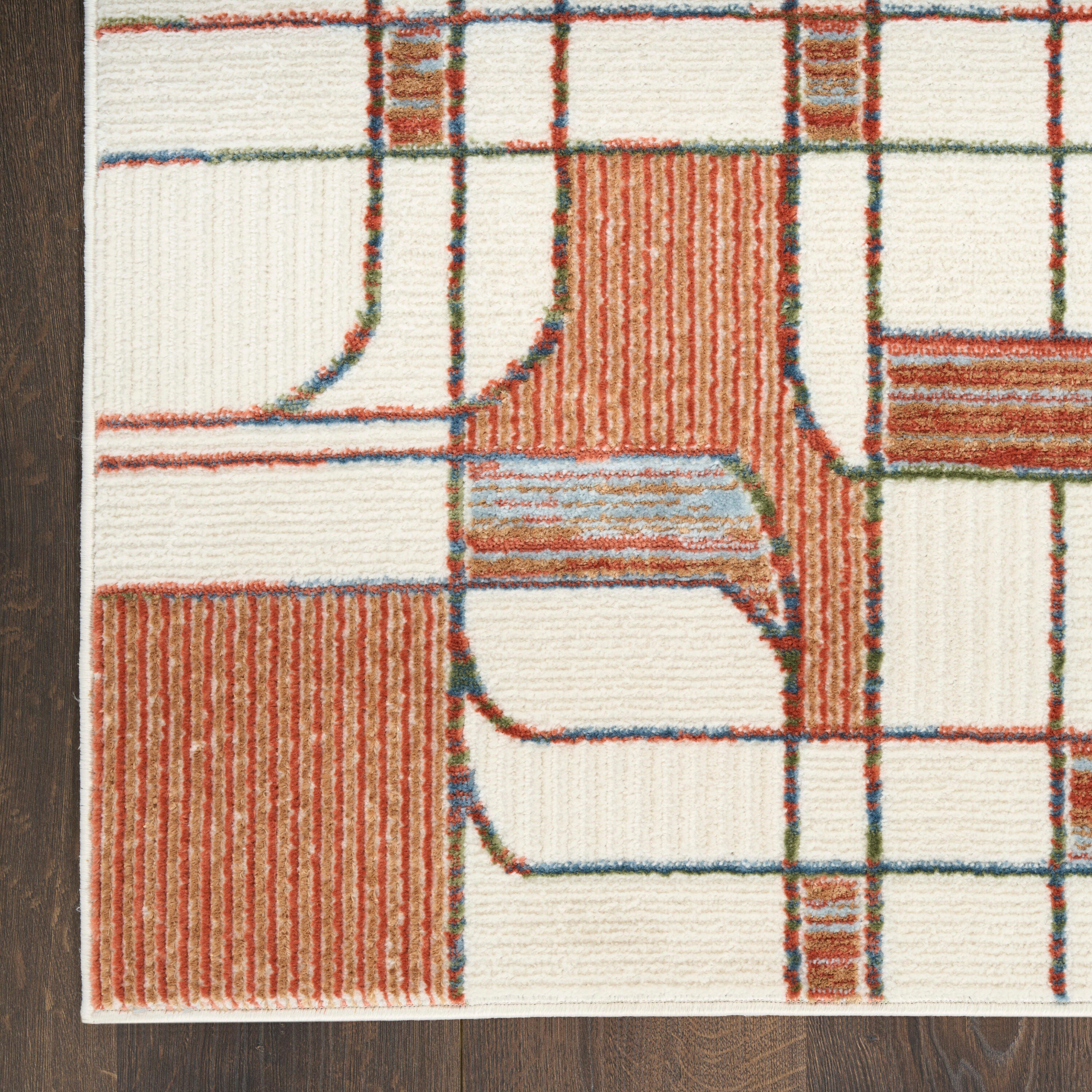 Nourison Home Nordic Curvy Lines 8' x 10' Area Rug, Ivory/Rust, large