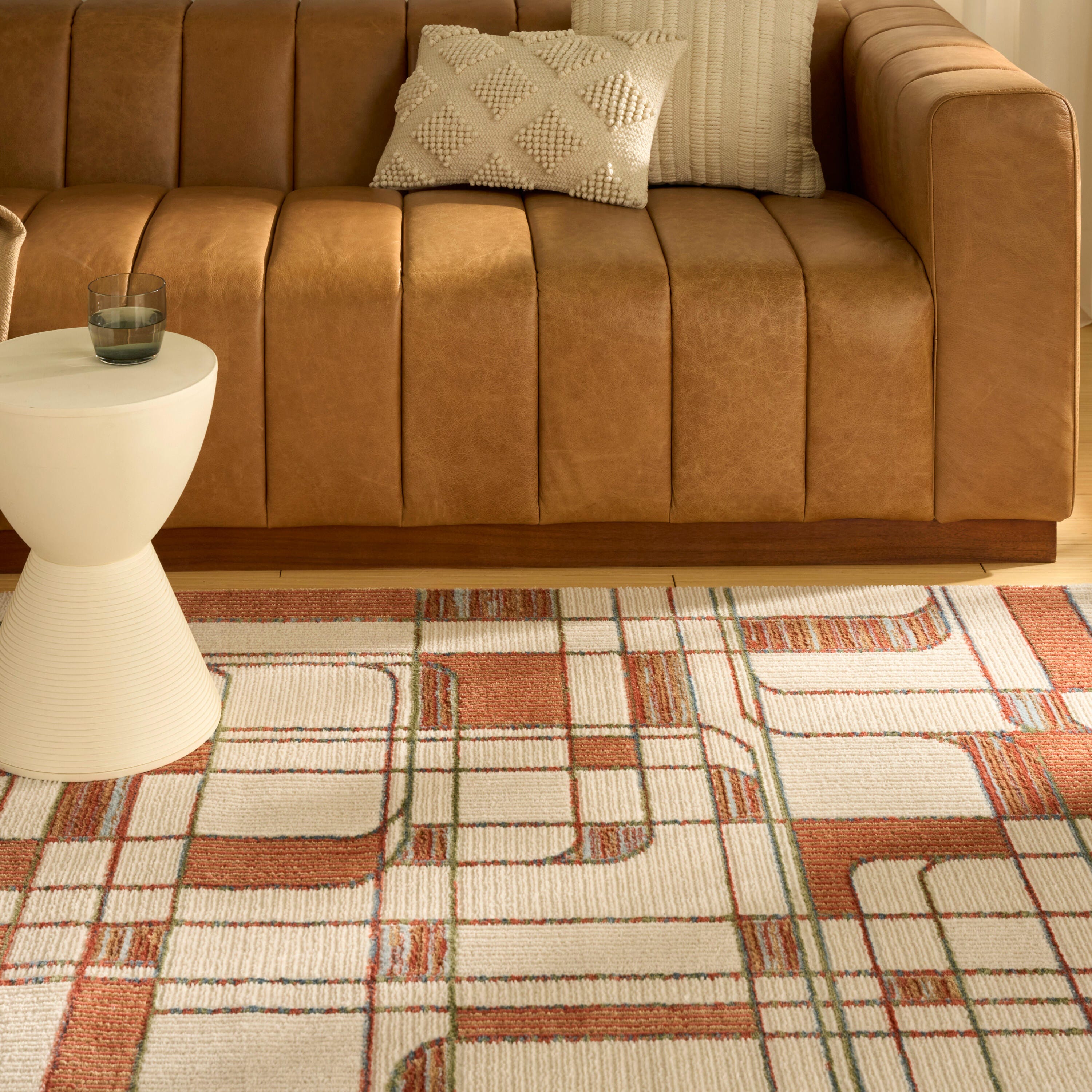 Nourison Home Nordic Curvy Lines 8' x 10' Area Rug, Ivory/Rust, large