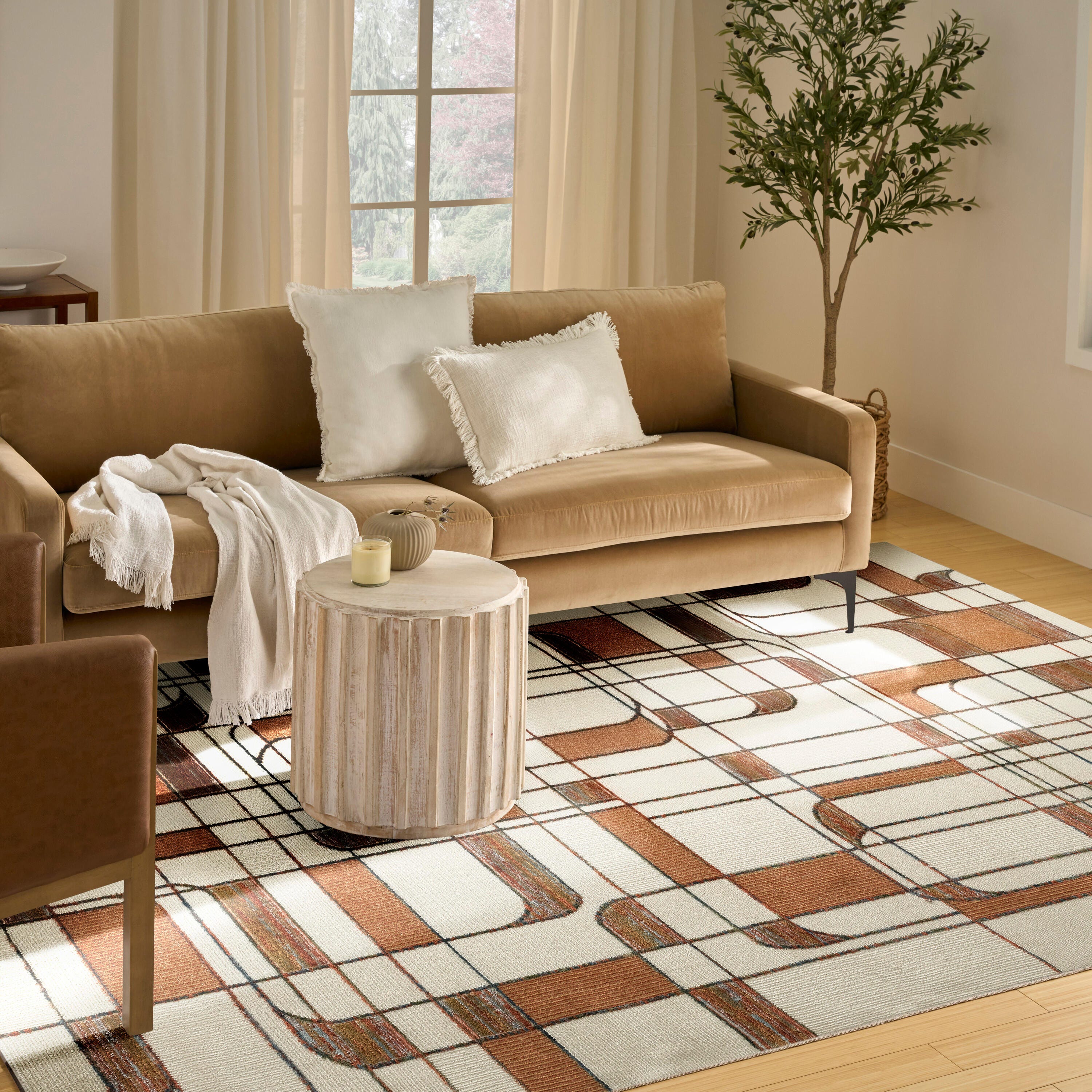 Nourison Home Nordic Curvy Lines 8' x 10' Area Rug, Ivory/Rust, large