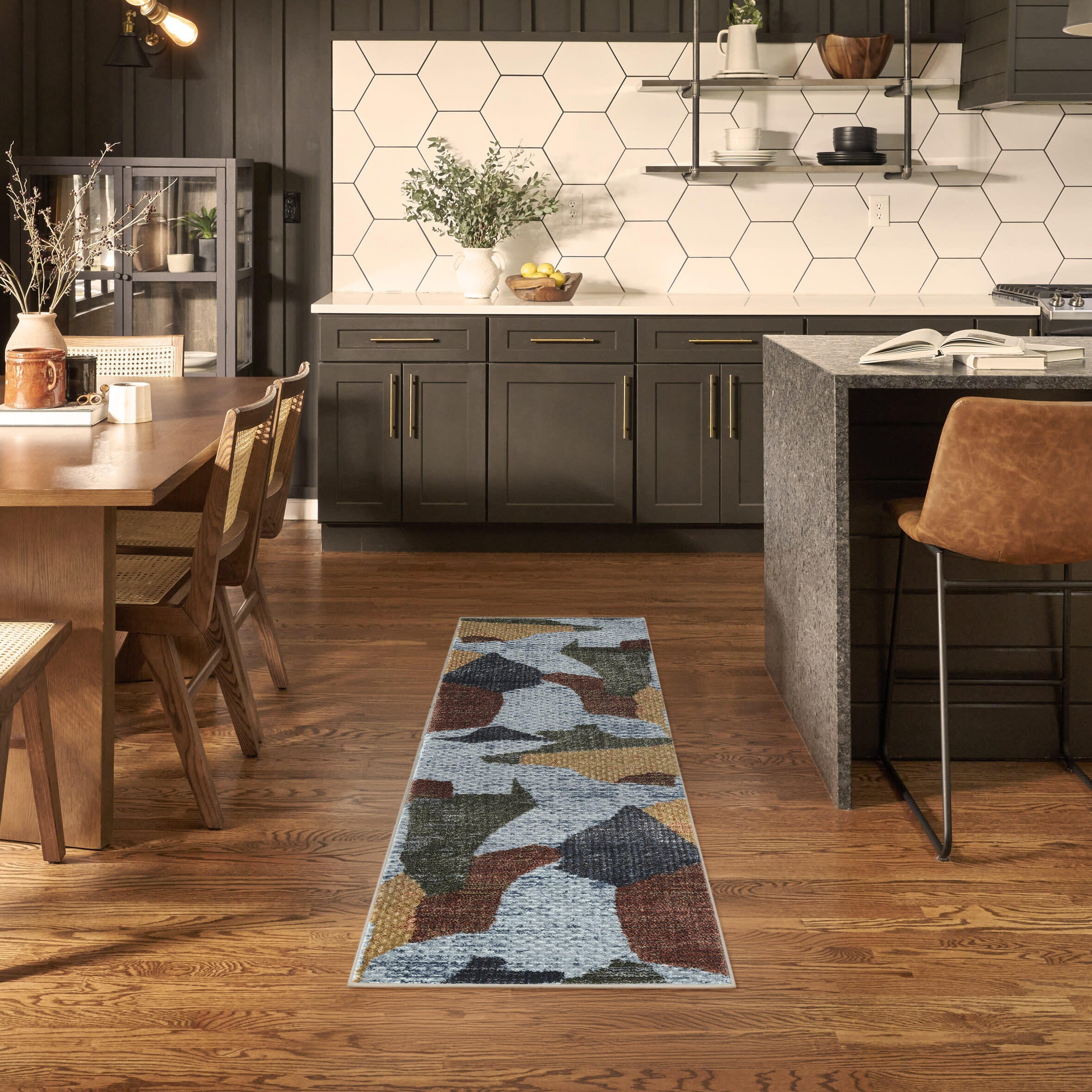 Nourison Home Nordic Abstract 2' x 6' Runner Rug, Blue/Multi, rollover