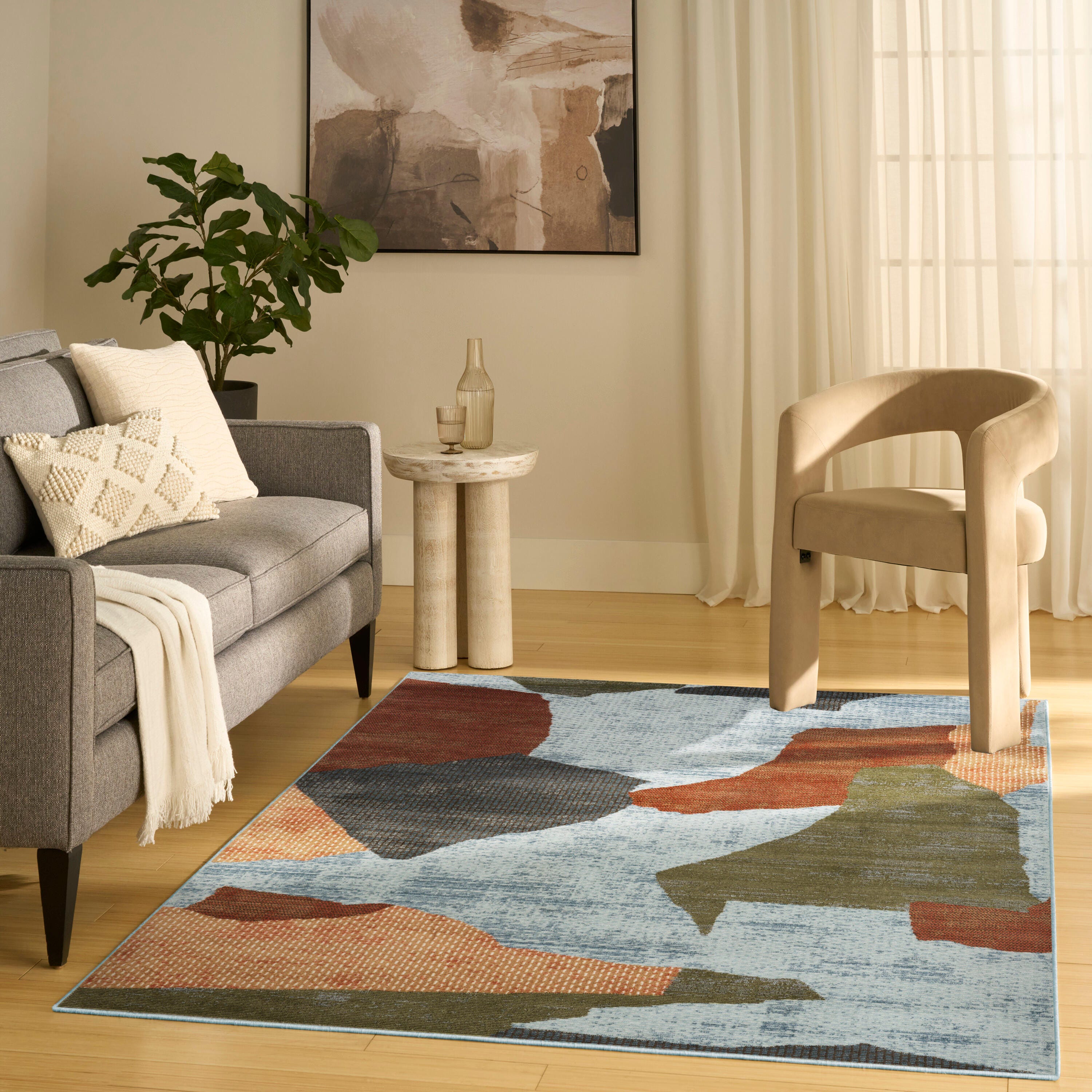Nourison Home Nordic Abstract 4' x 6' Area Rug, Blue/Multi, large