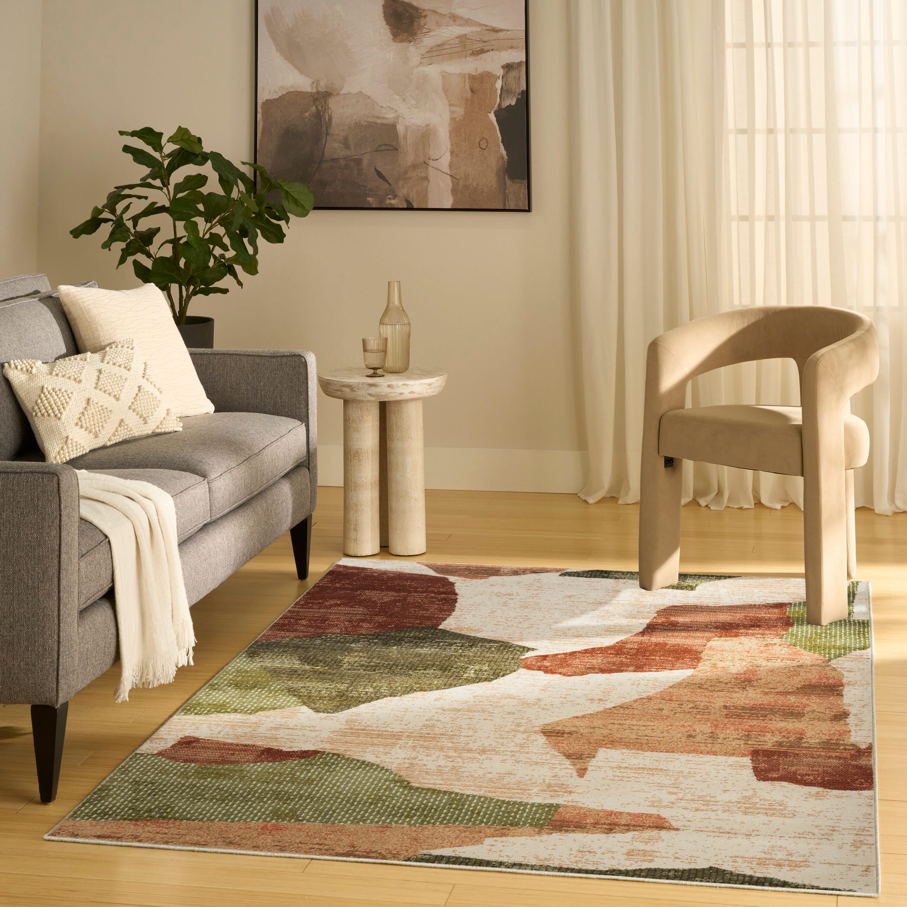 Nourison Home Nordic Abstract 5' x 7' Area Rug, Beige/Multi, large